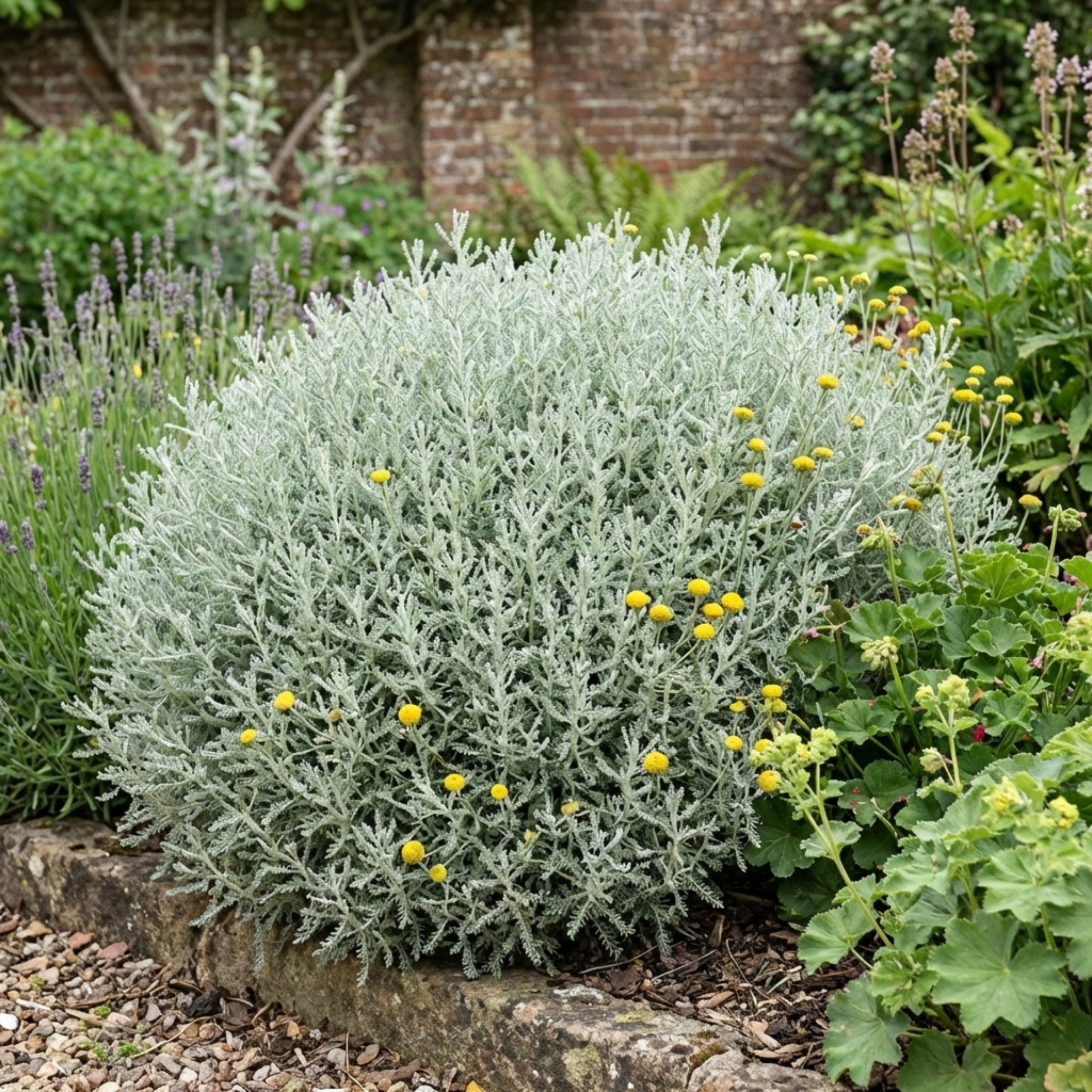 Santolina ‘Chamaecyparissus Cotton Lavender’ — Hardy Evergreen Shrub, Bee-Friendly, 2L Pot