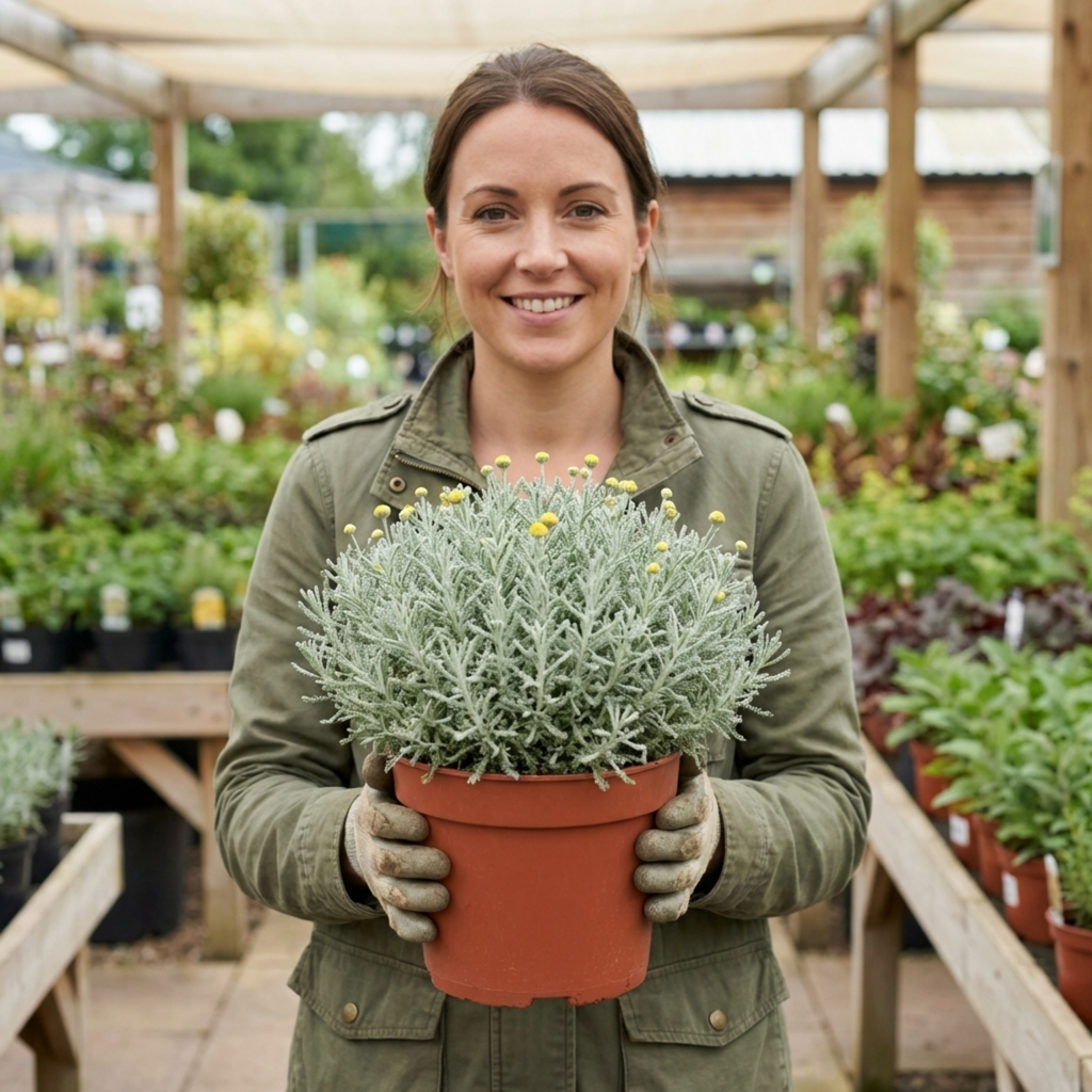 Santolina ‘Chamaecyparissus Cotton Lavender’ — Hardy Evergreen Shrub, Bee-Friendly, 2L Pot