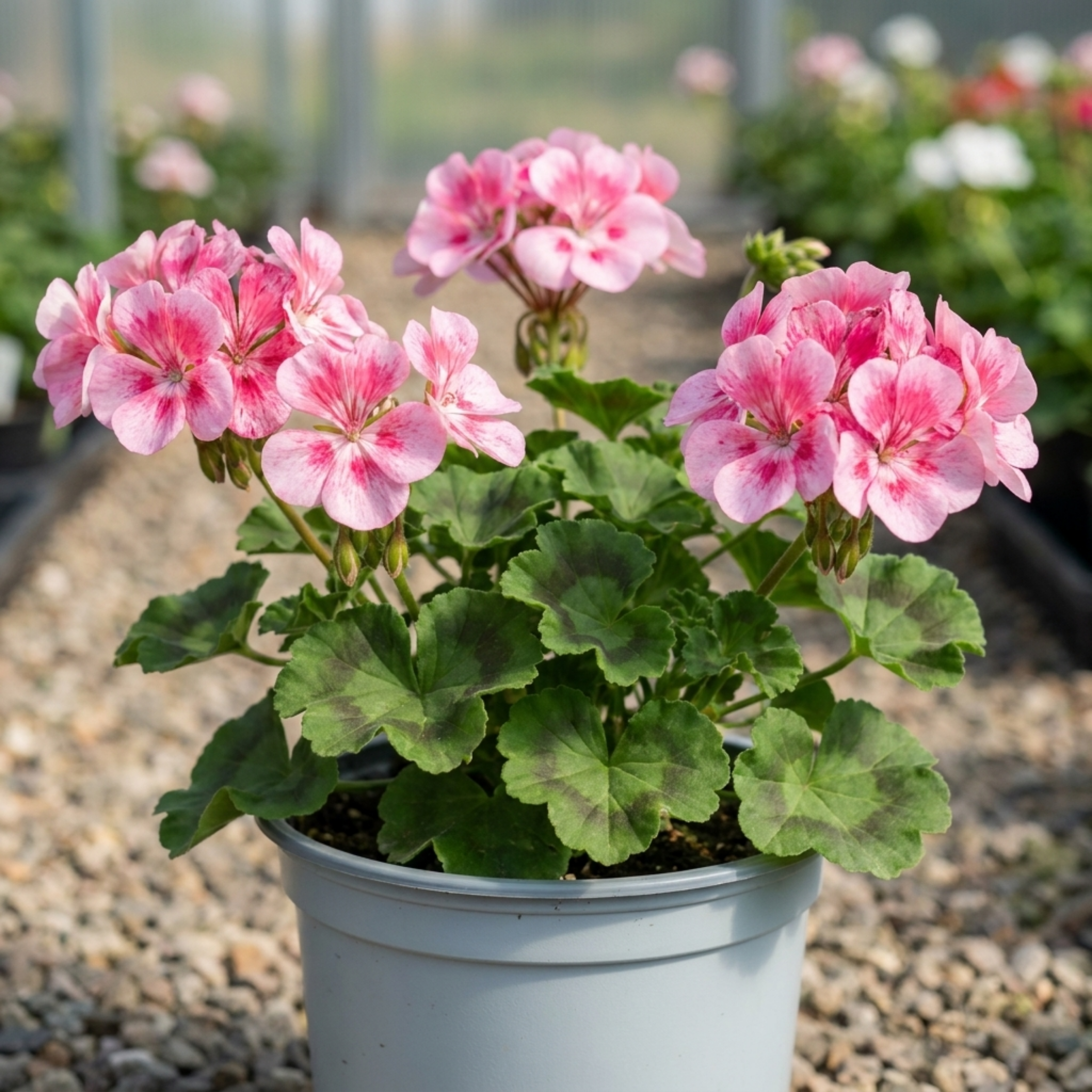 Pelargonium ‘Pretty Little Pink Splash’ — Tender Perennial (often Grown As An Annual), Bee-Friendly, 5L Pot