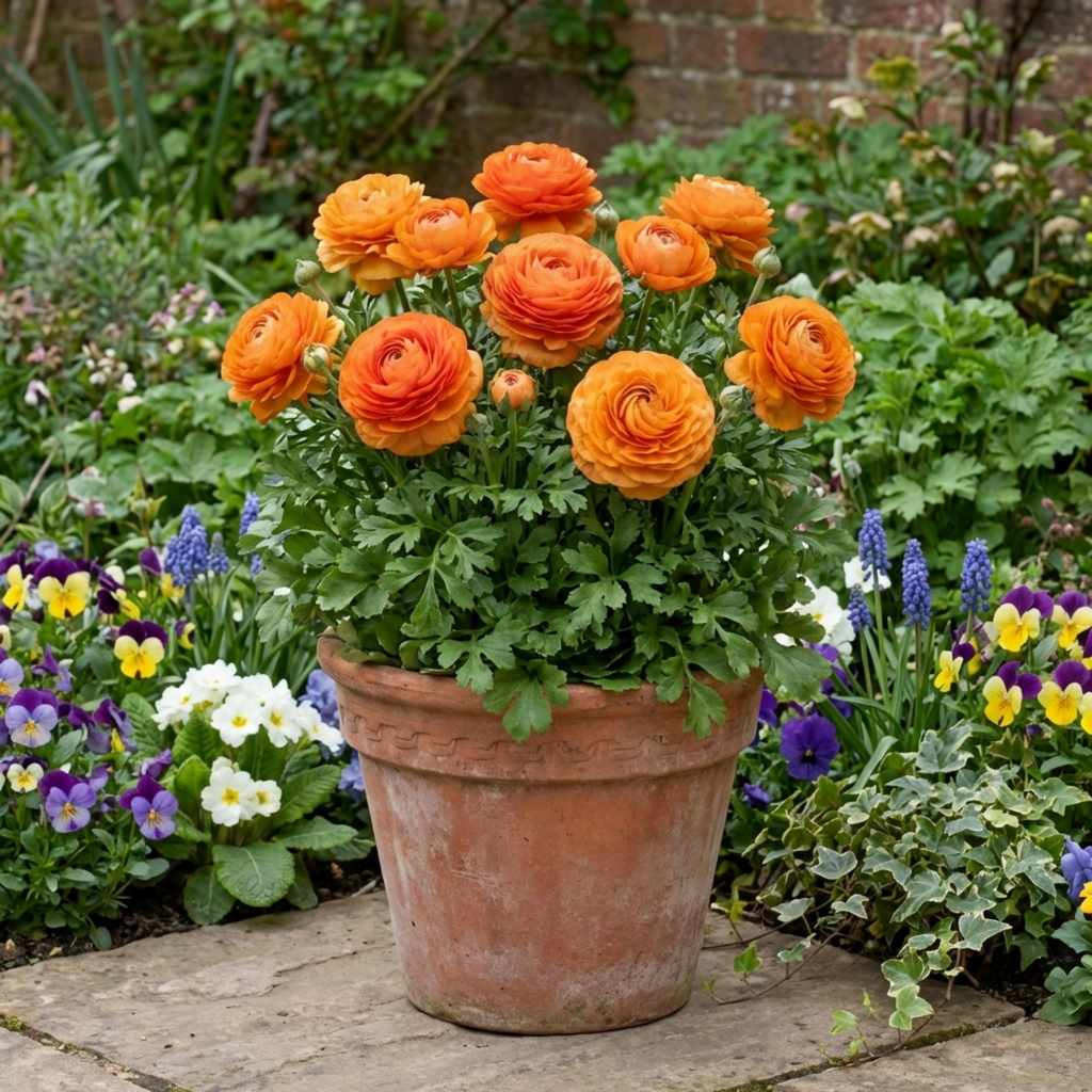 Ranunculus 'Vortex Orange' — Hardy Perennial, 10.5cm Pot (Set of 3 or 6)