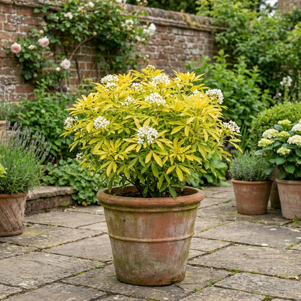 Choisya ‘Aztec Gold’ — Hardy Evergreen Shrub, Bee-Friendly, 3L Pot