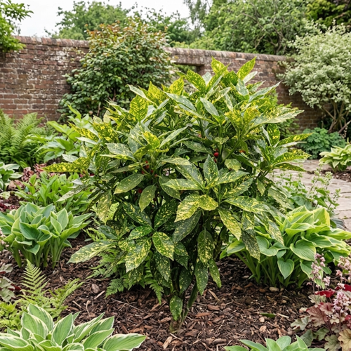 Aucuba japonica 'Crotonifolia' — Gold Dust Spotted Laurel, Hardy Evergreen Shrub, 7.5L Pot