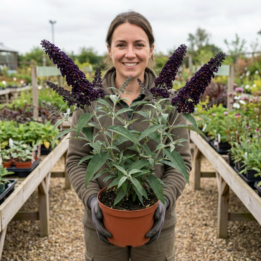 Buddleia ‘Black Knight’ — Deciduous Shrub, Bee-Friendly, 2L Pot