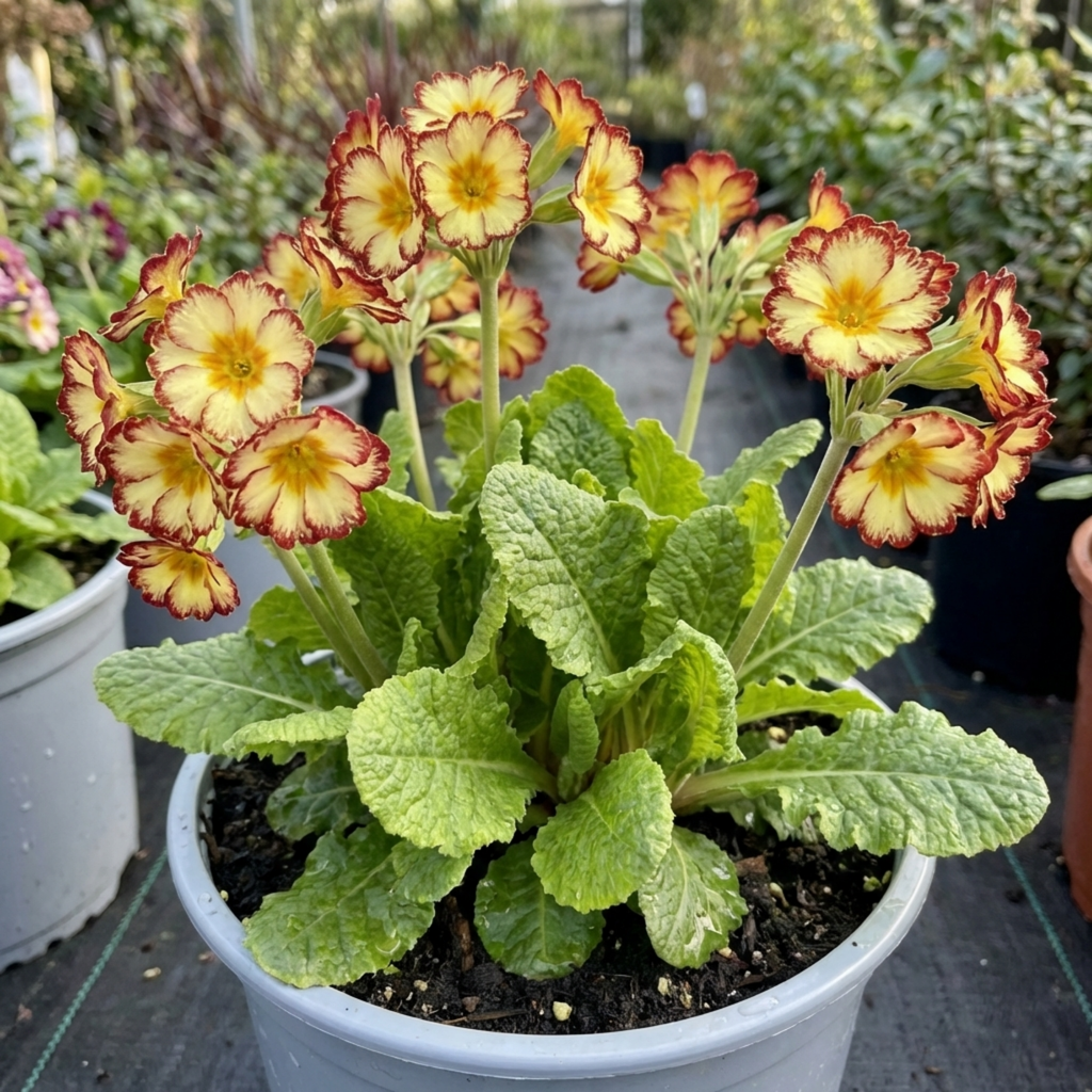 Primula ‘Oakleaf Yellow Picotee’ — Hardy Perennial, Bee-Friendly, 2L Pot