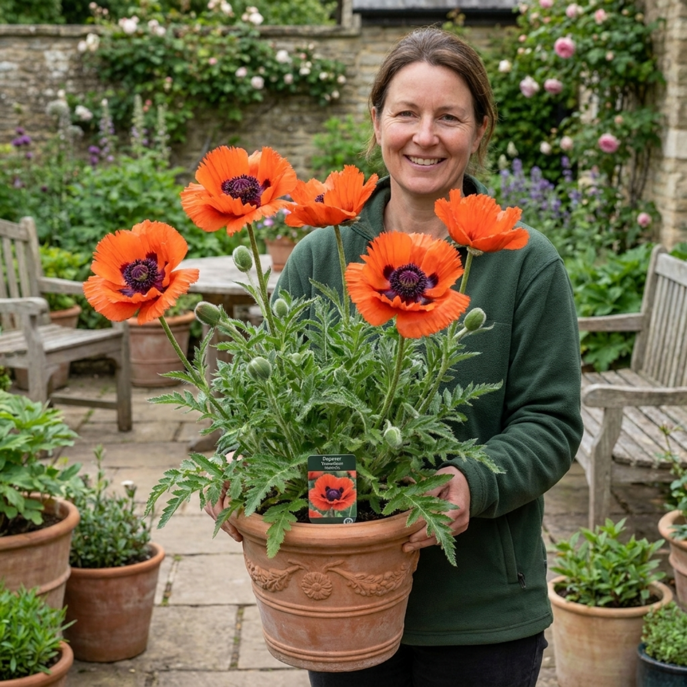 Papaver ‘Orientale Turkenlouis’ — Hardy Perennial, Bee-Friendly, 3L Pot