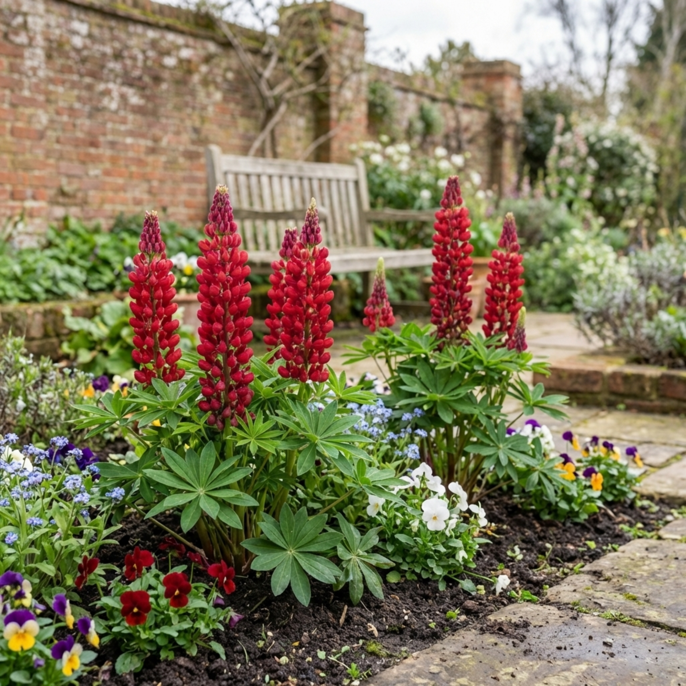 Lupin ‘Legendary Red’ — Herbaceous Perennial, Bee-Friendly, 1L Pot (Set of 3 or 6)