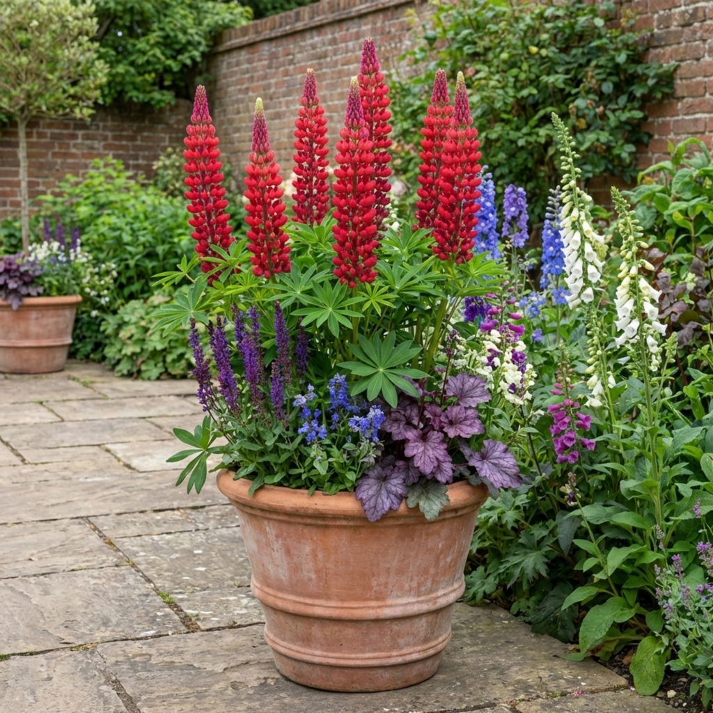 Lupin ‘Legendary Red’ — Herbaceous Perennial, Bee-Friendly, 1L Pot (Set of 3 or 6)