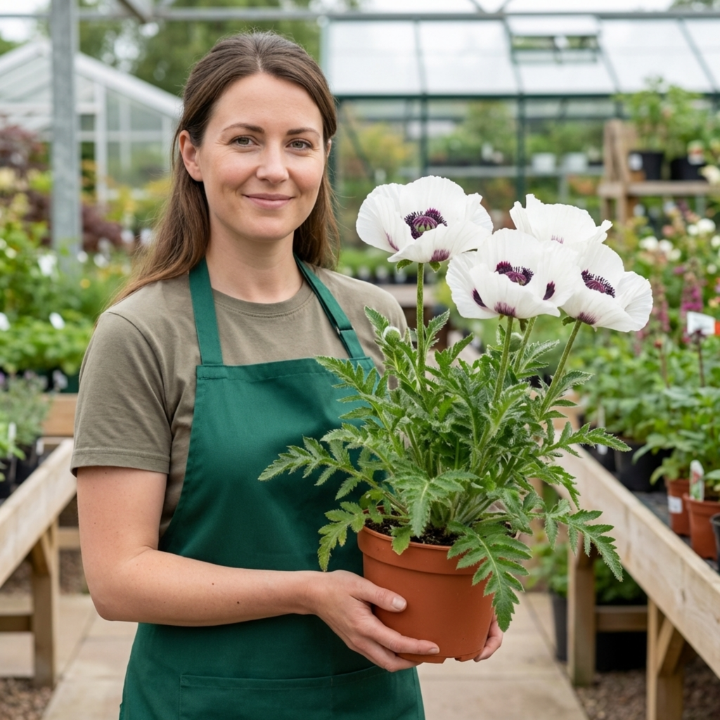 Papaver ‘Orientale Royal Wedding Poppy’ — Hardy Perennial, Bee-Friendly, 1L Pot (Set of 3 or 6)