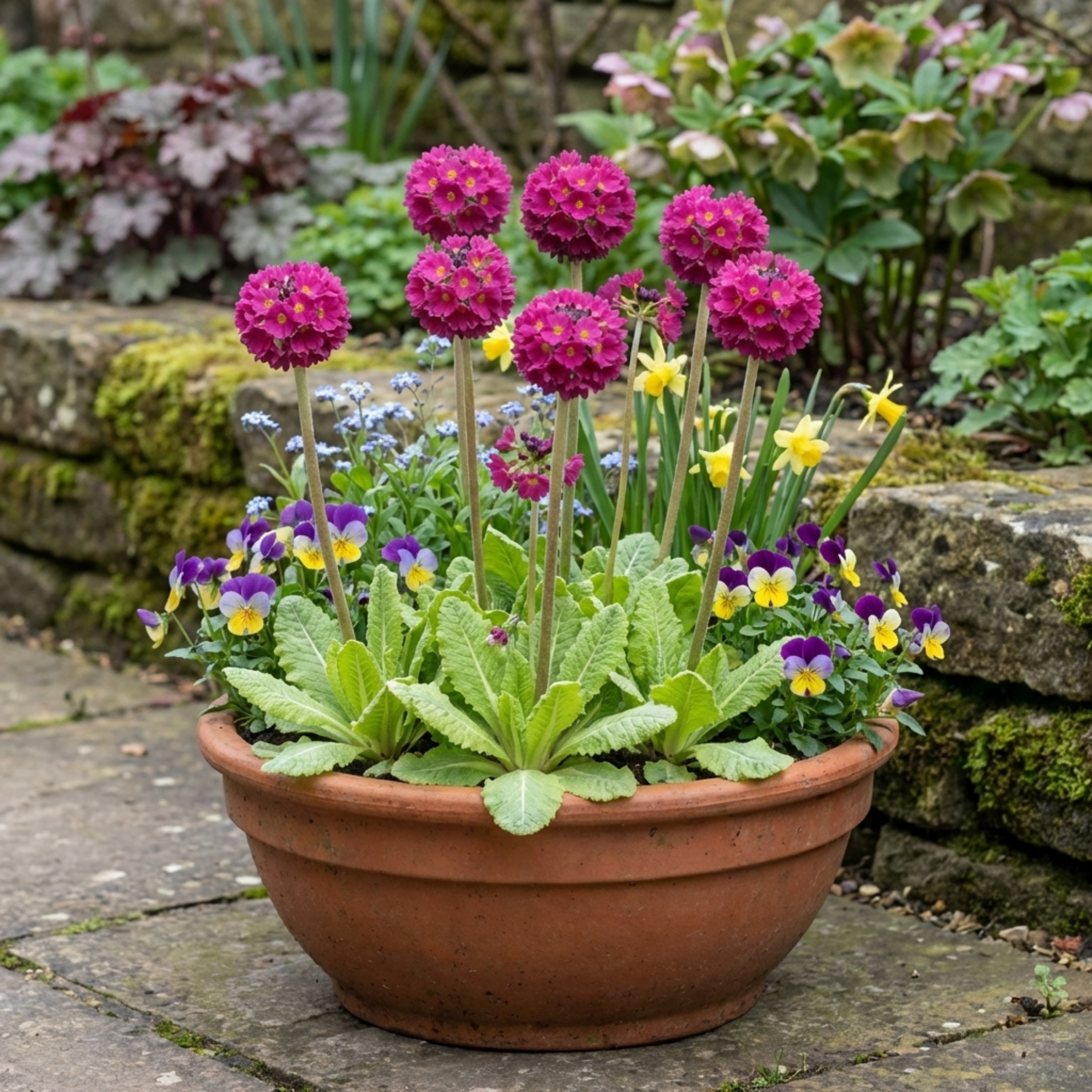Primula ‘Denticulata Deep Rose’ — Hardy Perennial, Bee-Friendly, 1L Pot (Set of 3 or 6)