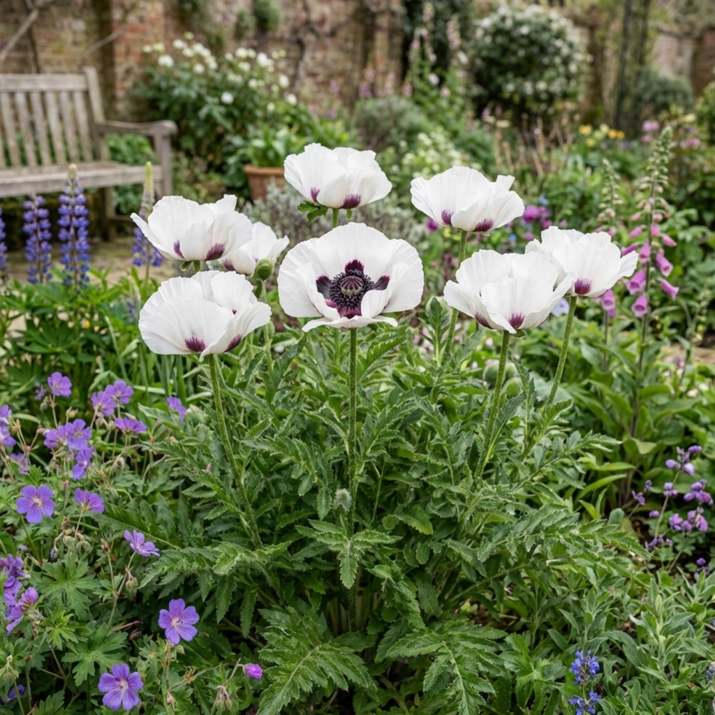 Papaver ‘Orientale Royal Wedding Poppy’ — Hardy Perennial, Bee-Friendly, 1L Pot (Set of 3 or 6)