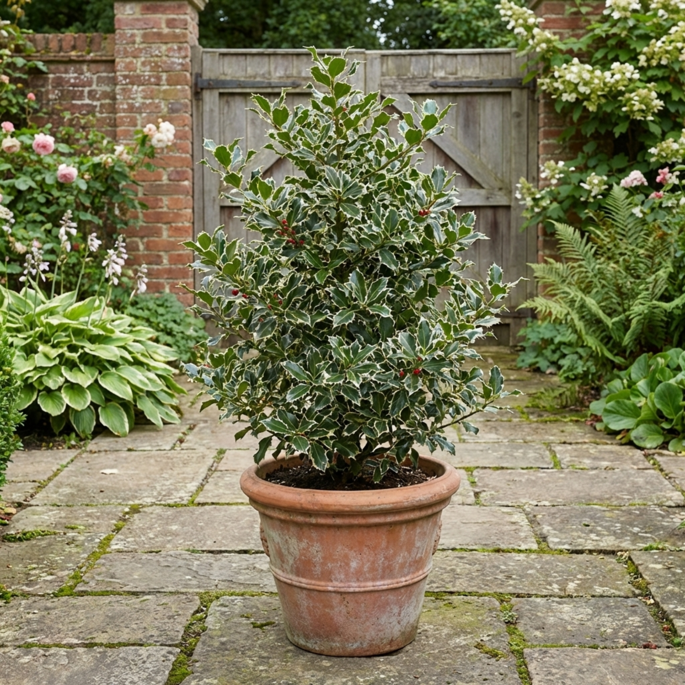Ilex 'Argentea Marginata' — Silver Variegated Holly, Hardy Evergreen Shrub, 3L Pot
