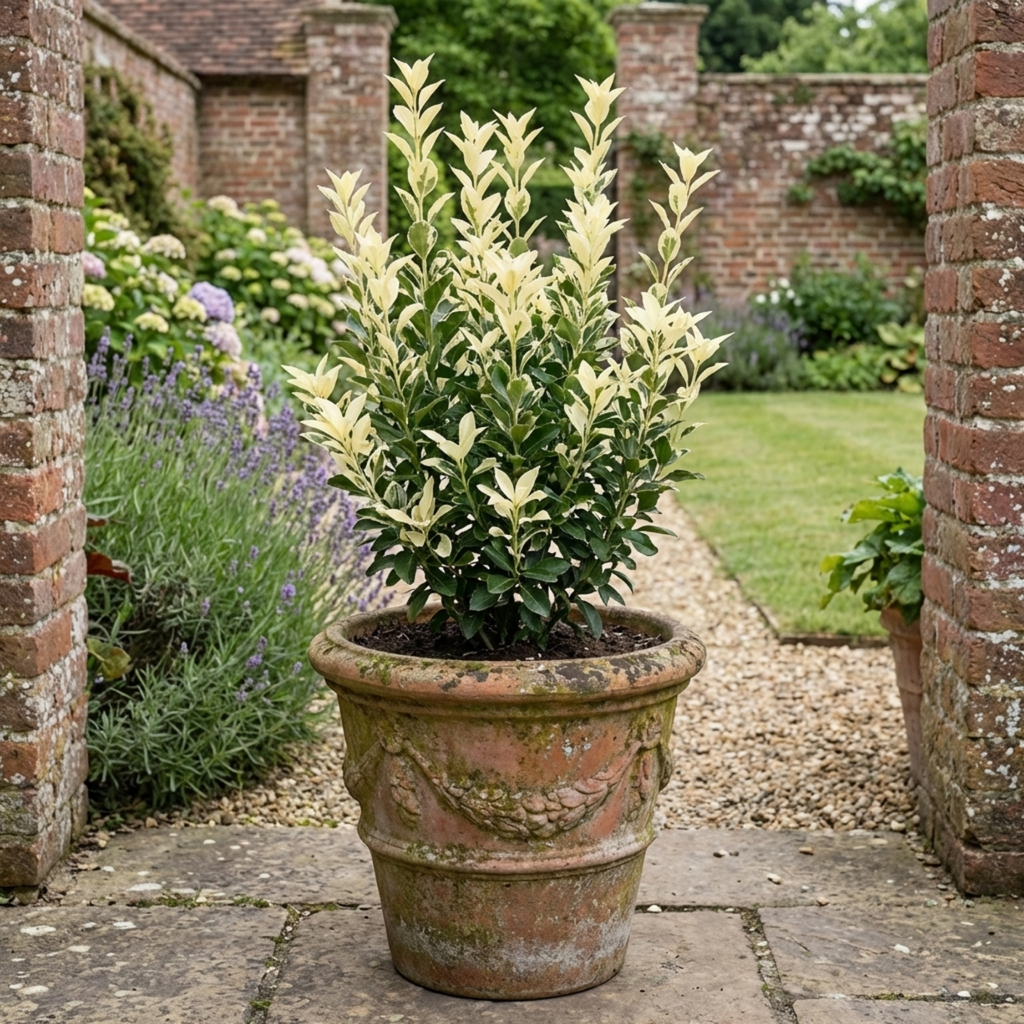 Euonymus ‘Japonicus Paloma Blanca’ — Evergreen Shrub, 7.5L Pot