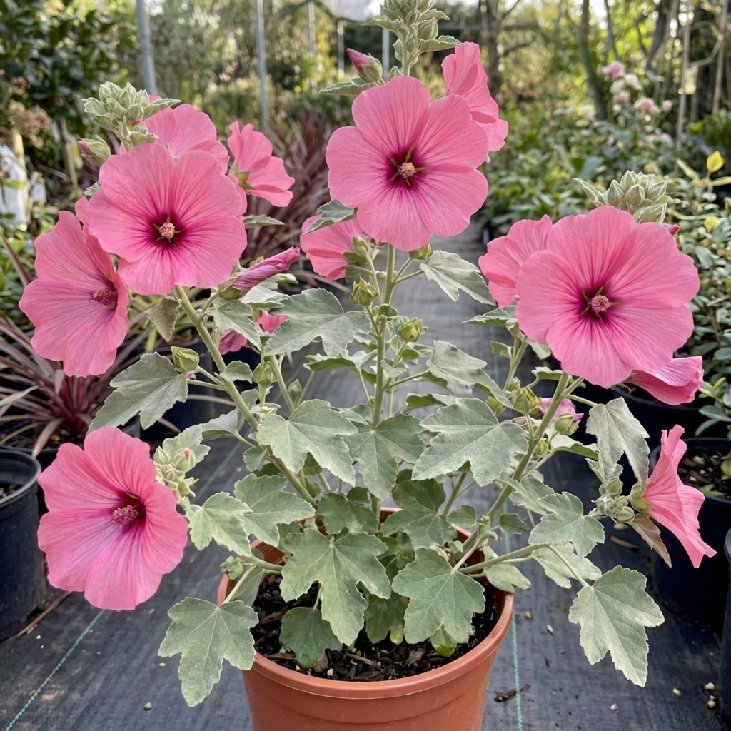 Lavatera ‘Bredon Springs’ — Semi-evergreen Shrub, Bee-Friendly, 2L Pot