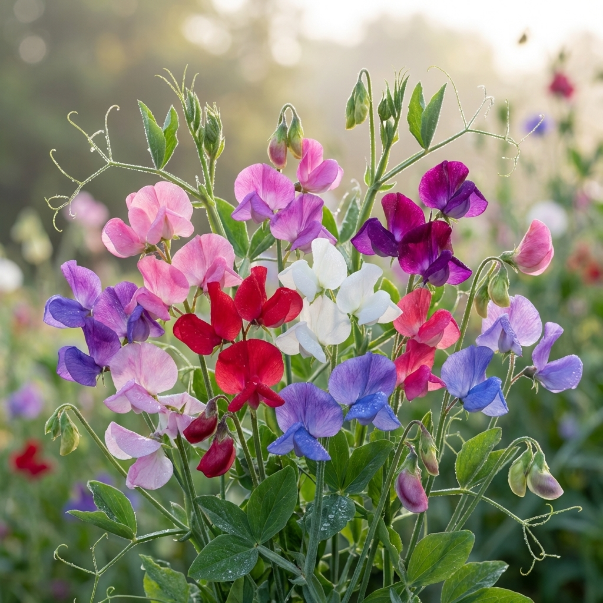 Sweet Pea 'Growers Colour Mix' — Hardy Annual Climber, Bee-Friendly, 10.5cm Pot (Set of 3 or 6)