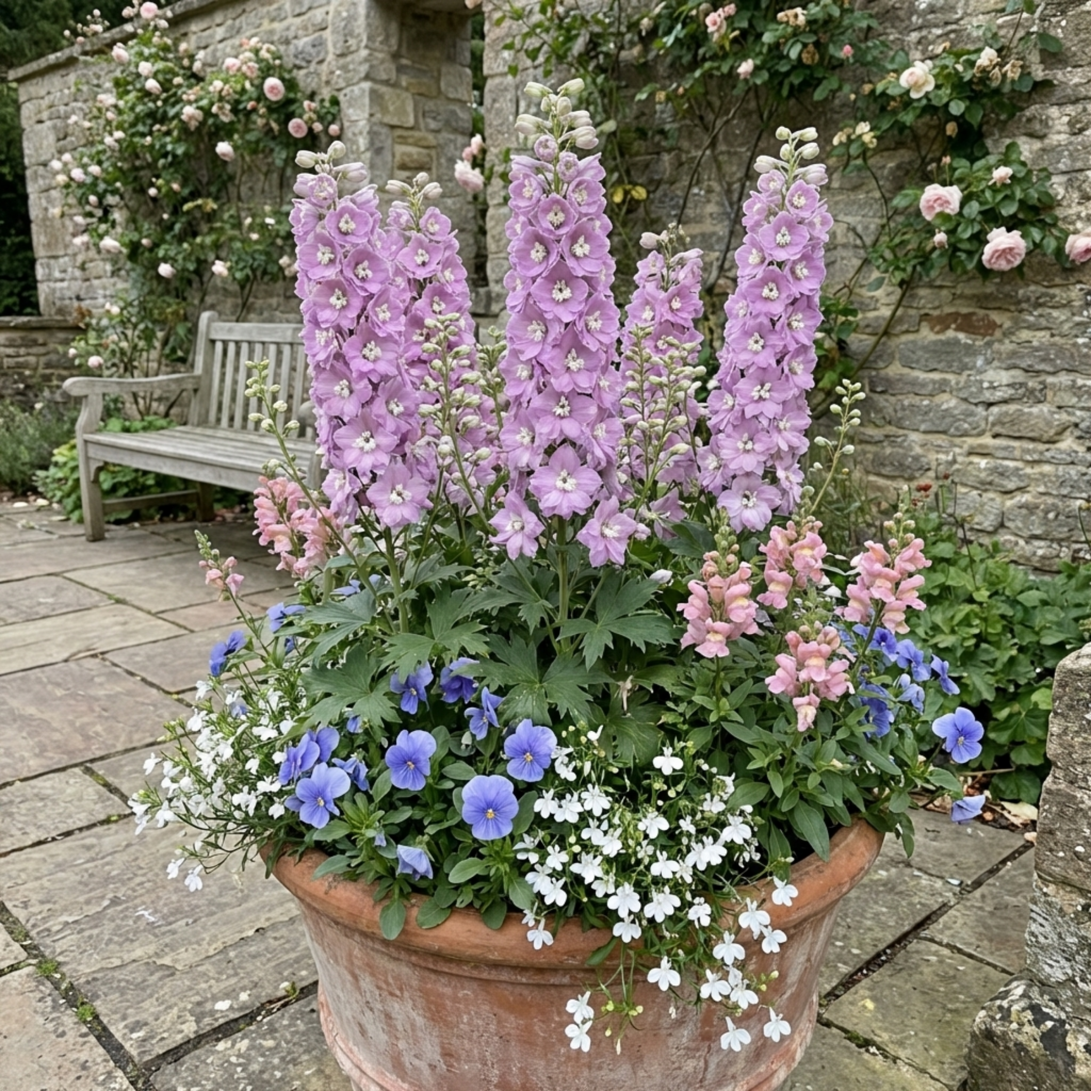 Delphinium ‘Lilac Rose White’ — Herbaceous Perennial, Bee-Friendly, 1L Pot (Set of 3 or 6)
