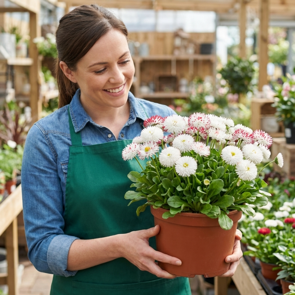 Bellis ‘Habanera White’ — Hardy Perennial, Bee-Friendly, 2L Pot