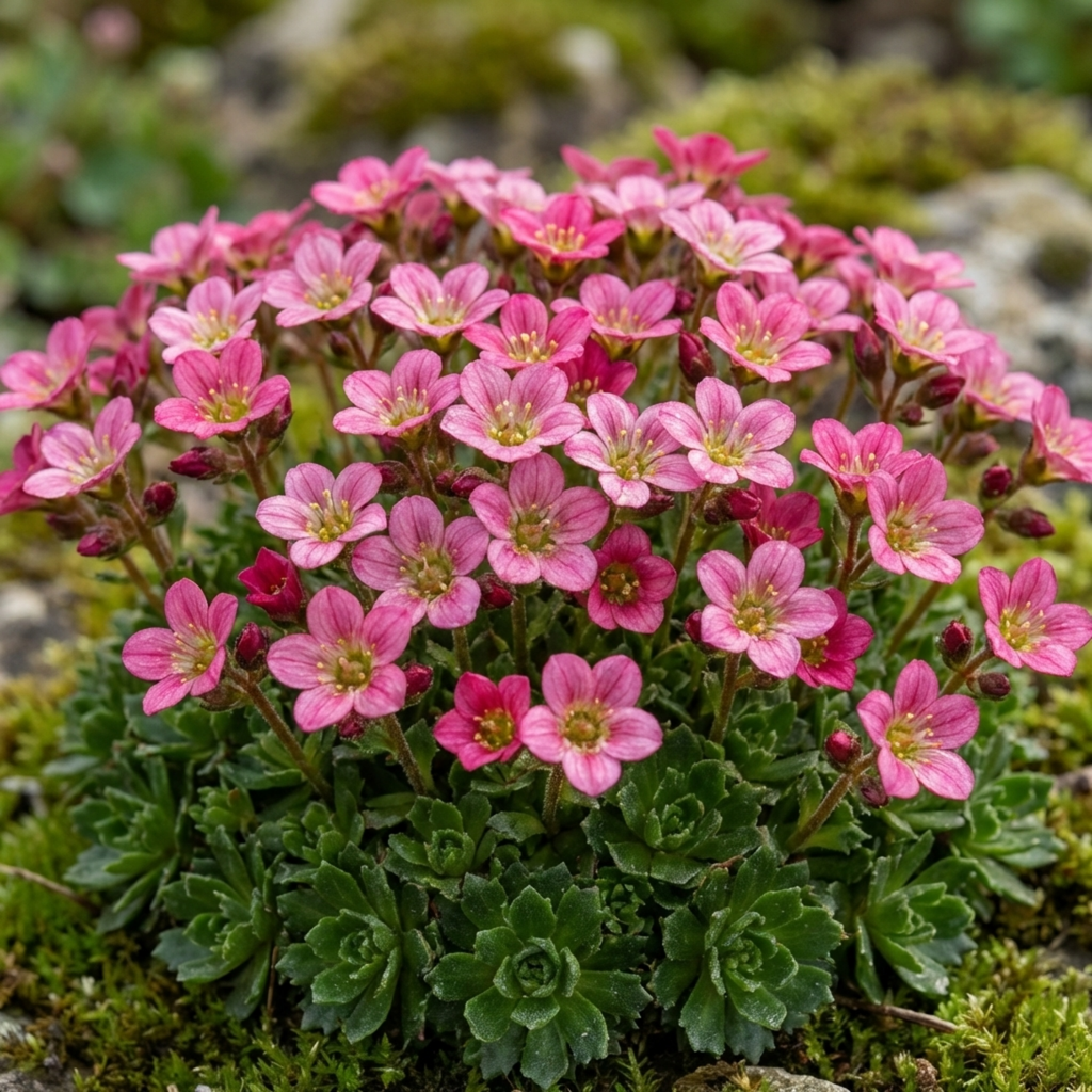 Saxifrage ‘Marto Rose’ — Hardy Evergreen Alpine Perennial, Bee-Friendly, 1L Pot (Set of 3 or 6)