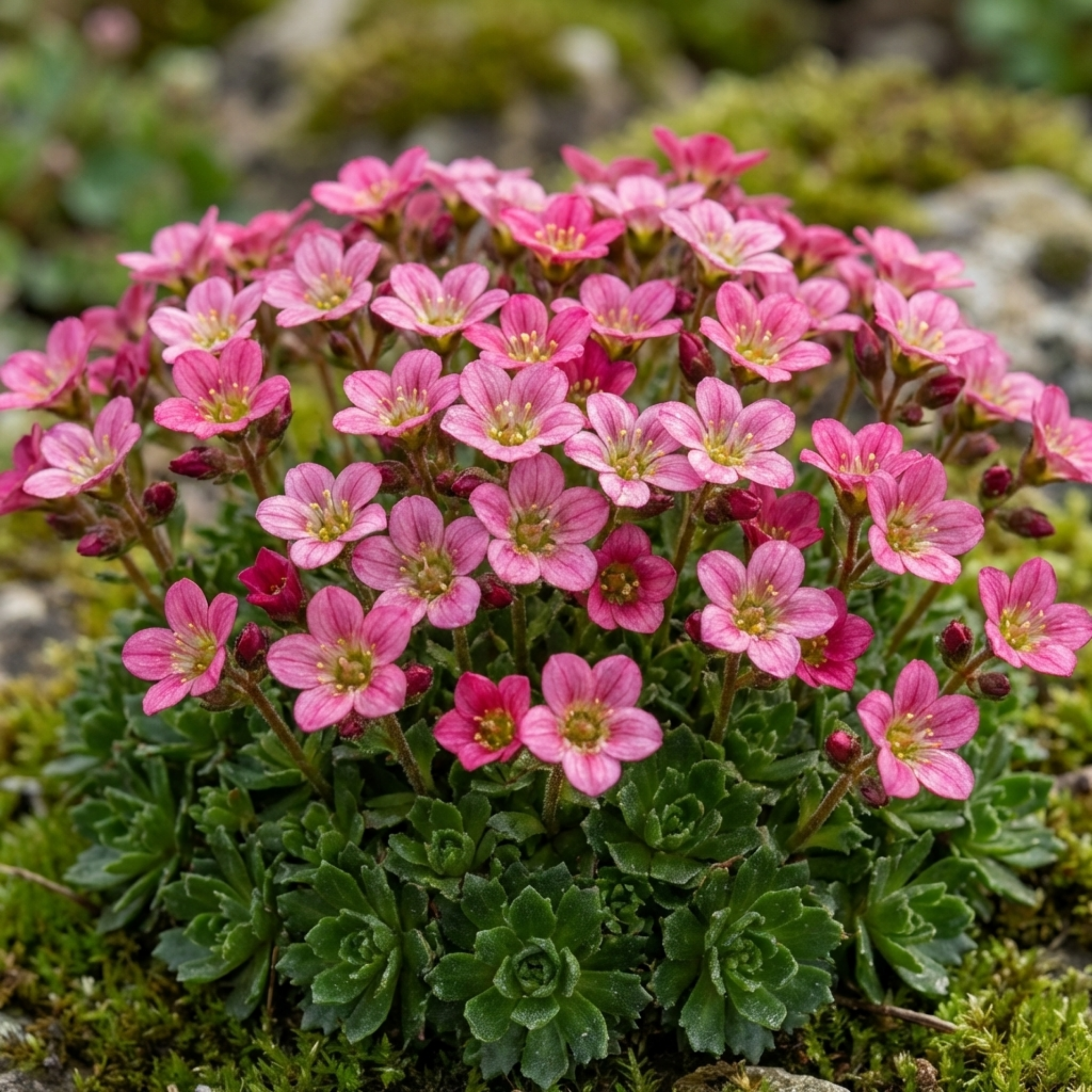 Saxifrage ‘Marto Rose’ — Hardy Evergreen Alpine Perennial, Bee-Friendly, 1L Pot (Set of 3 or 6)