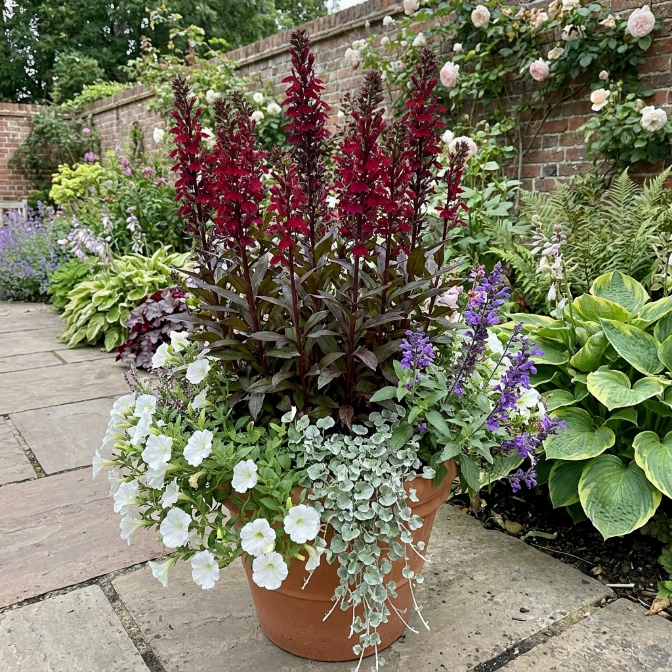 Lobelia ‘Starship Burgundy’ — Hardy Herbaceous Perennial, Bee-Friendly, 1L Pot (Set of 3 or 6)