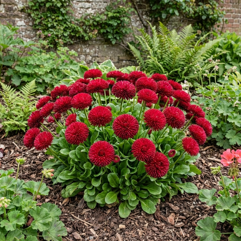 Bellis ‘Habanera Red’ — Hardy Perennial (commonly Grown As a Biennial), Bee-Friendly, 2L Pot