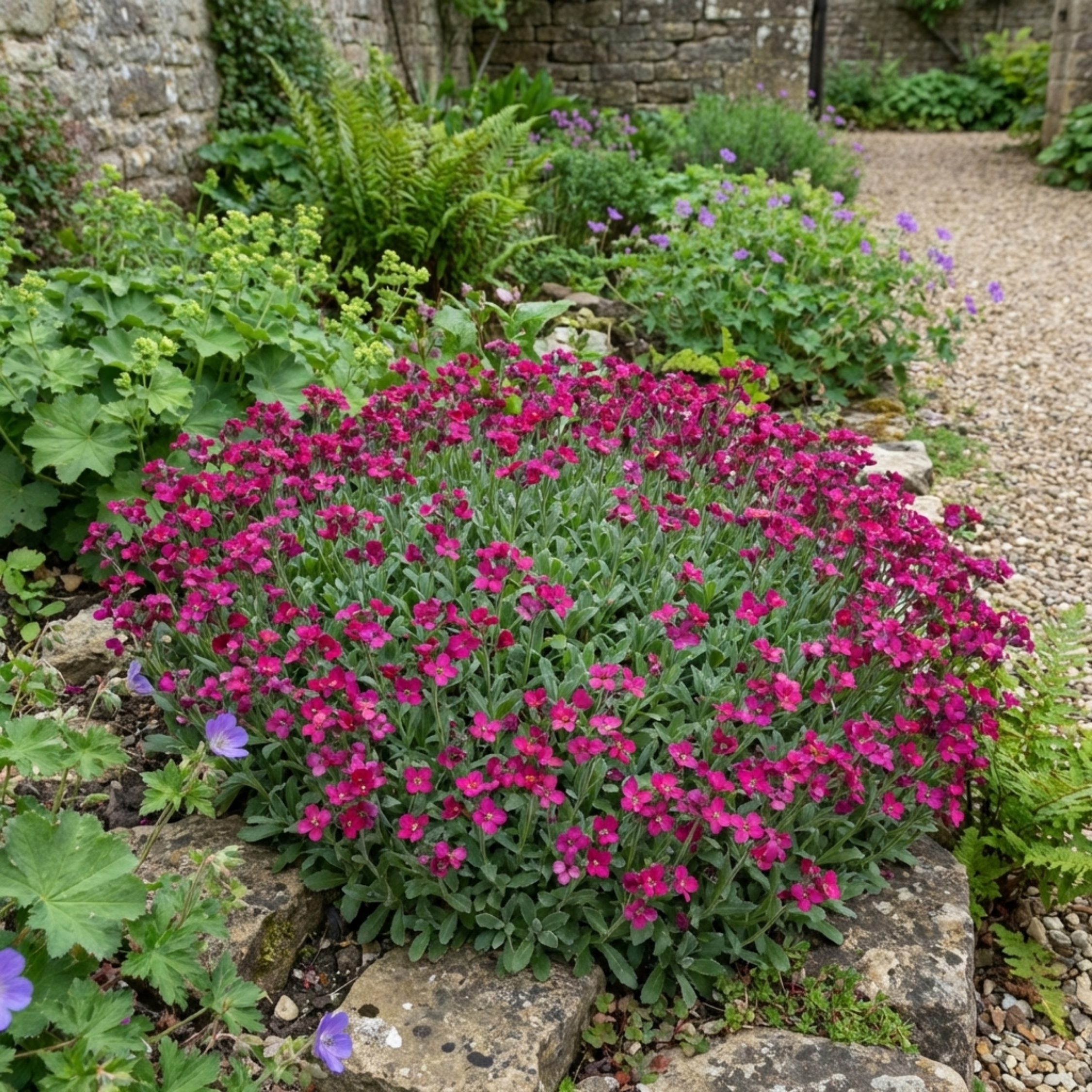 Arabis ‘Aubrieta Deep Rose’ — Hardy Evergreen Alpine Perennial, Bee-Friendly, 2L Pot