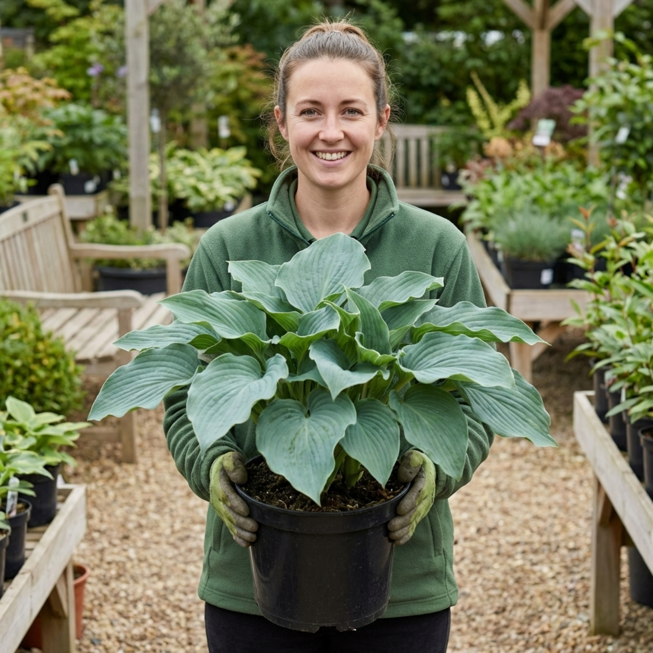 Hosta ‘Blue Mammoth’ — Herbaceous Hardy Perennial, Bee-Friendly, 17cm Pot
