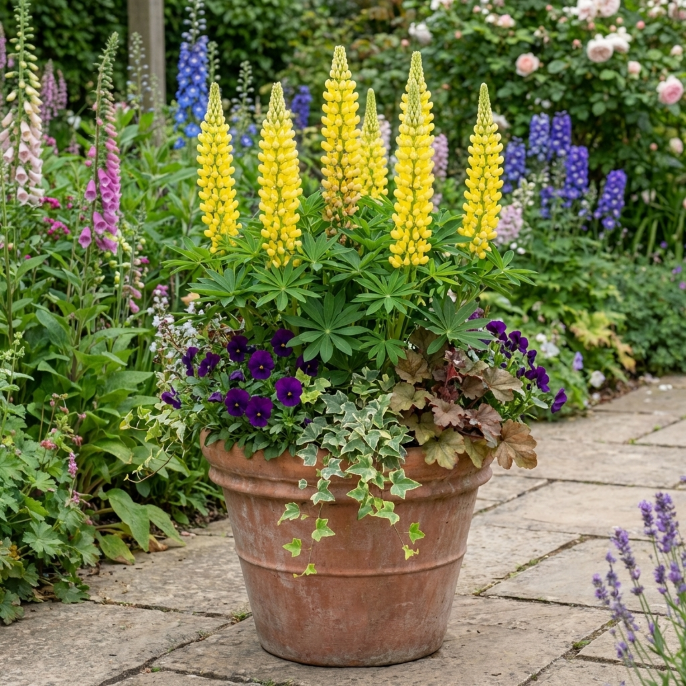 Lupinus ‘Legendary Yellow Shades’ — Hardy Herbaceous Perennial, Bee-Friendly, 1L Pot (Set of 3 or 6)