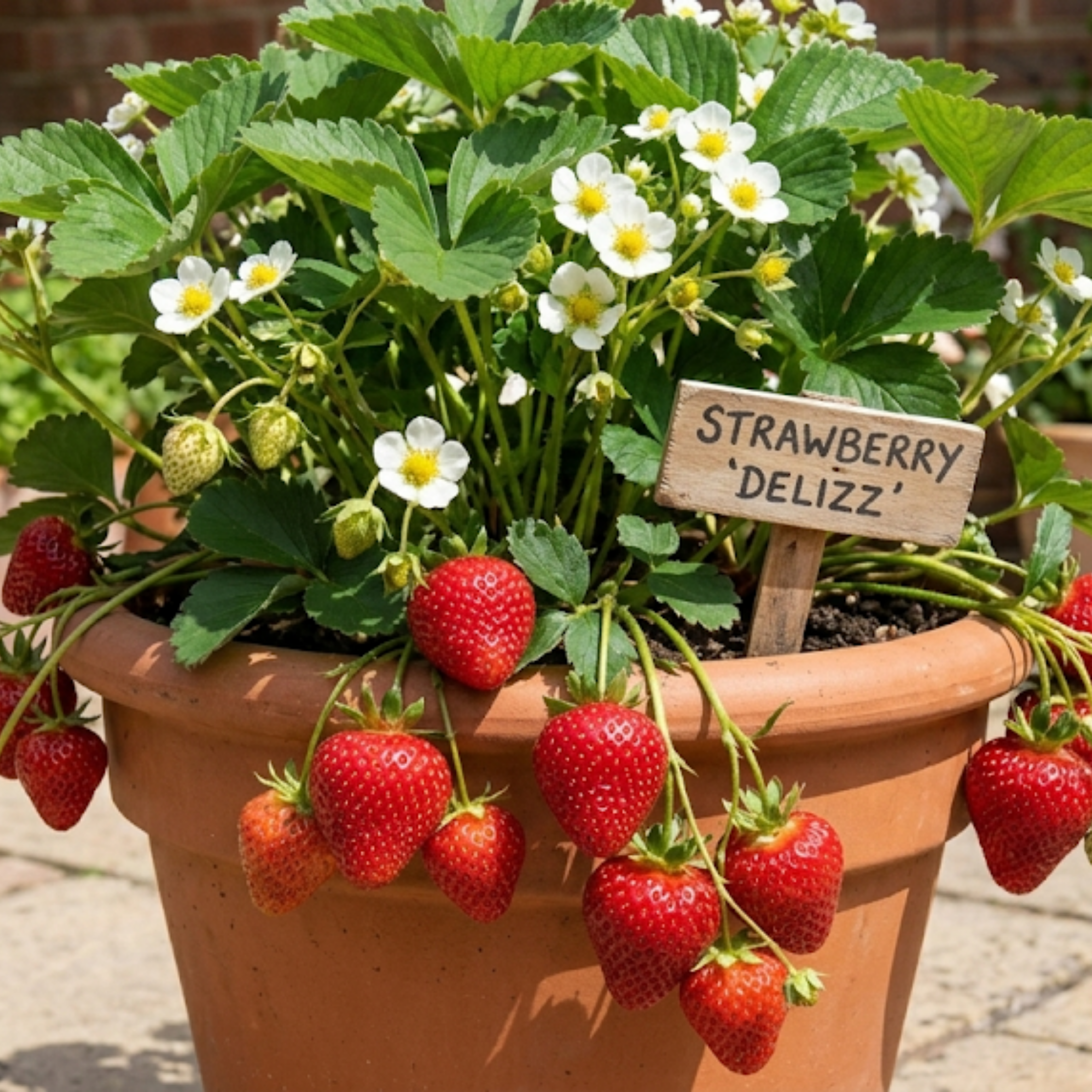 Strawberry ‘Delizz’ — Perennial Fruit Plant, 1L Pot (Set of 3 or 6)