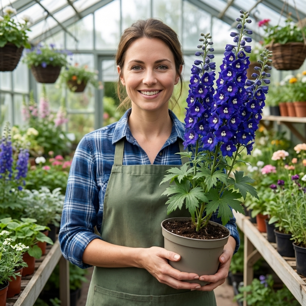 Delphinium ‘Dark Blue White’ — Hardy Perennial, Bee-Friendly, 1L Pot (Set of 3 or 6)