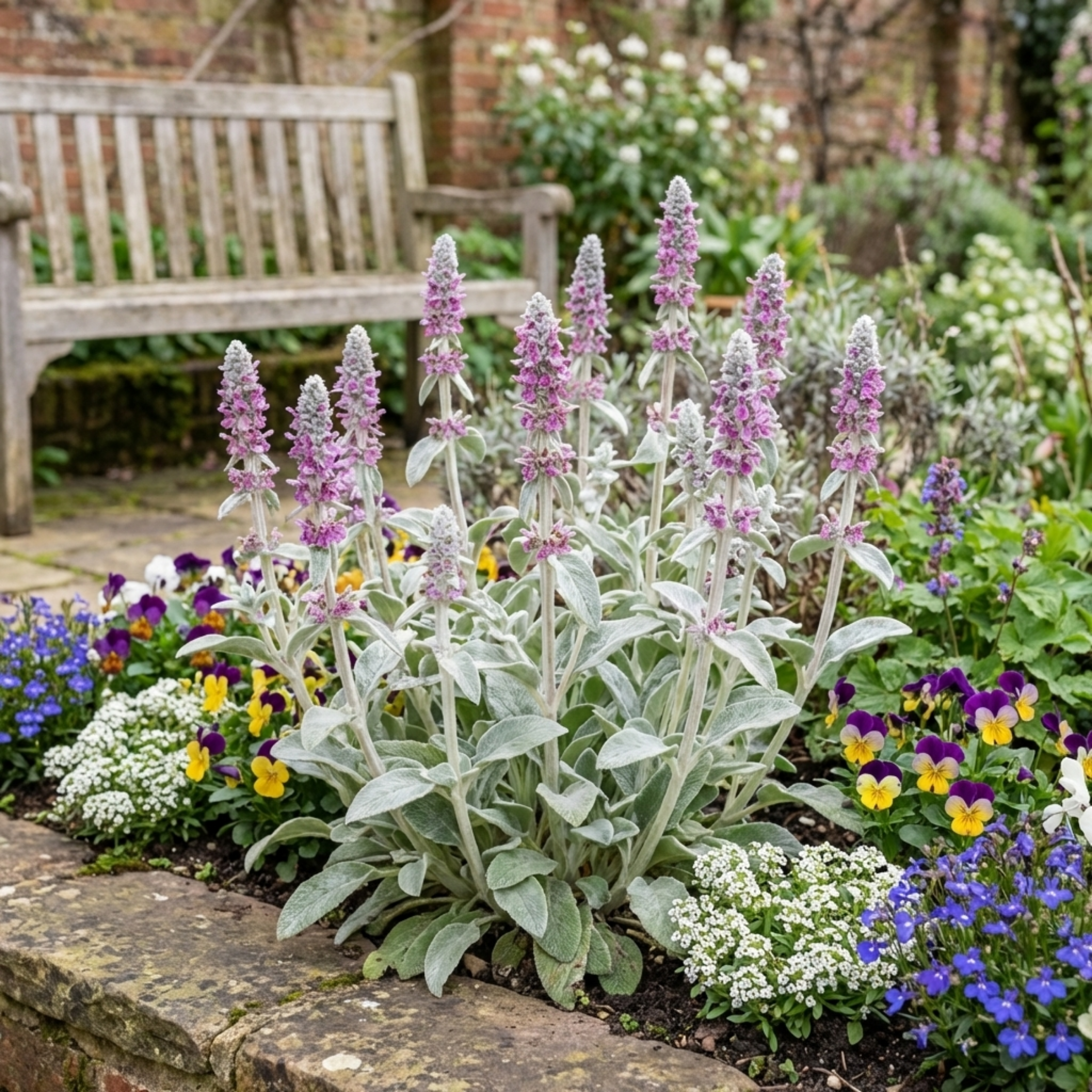 Stachys ‘Byzantina Lamb's Ear’ — Hardy Evergreen Perennial, Bee-Friendly, 1L Pot (Set of 3 or 6)
