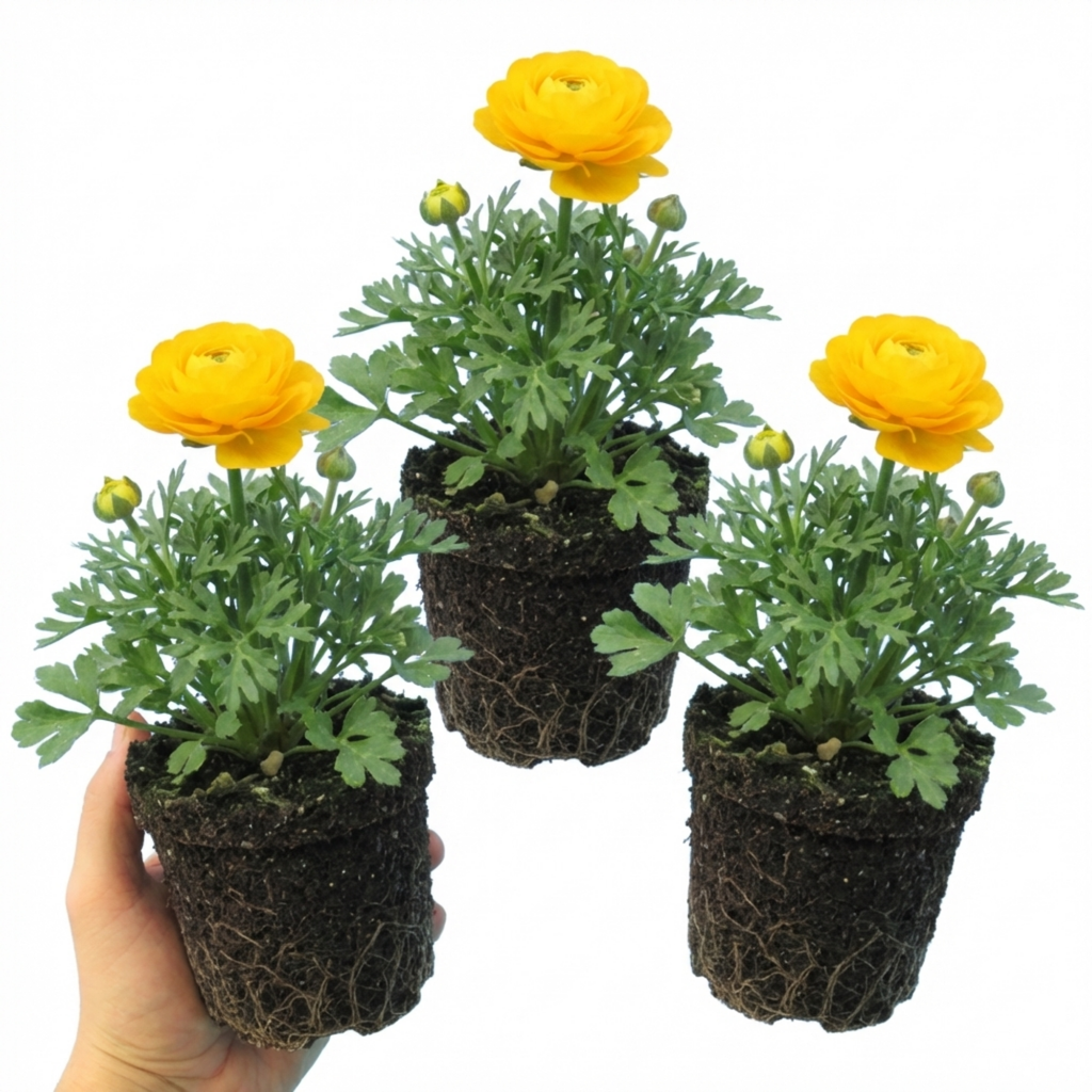 Ranunculus 'Vortex Golden Yellow' — Hardy Perennial, 10.5cm Pot (Set of 3 or 6)
