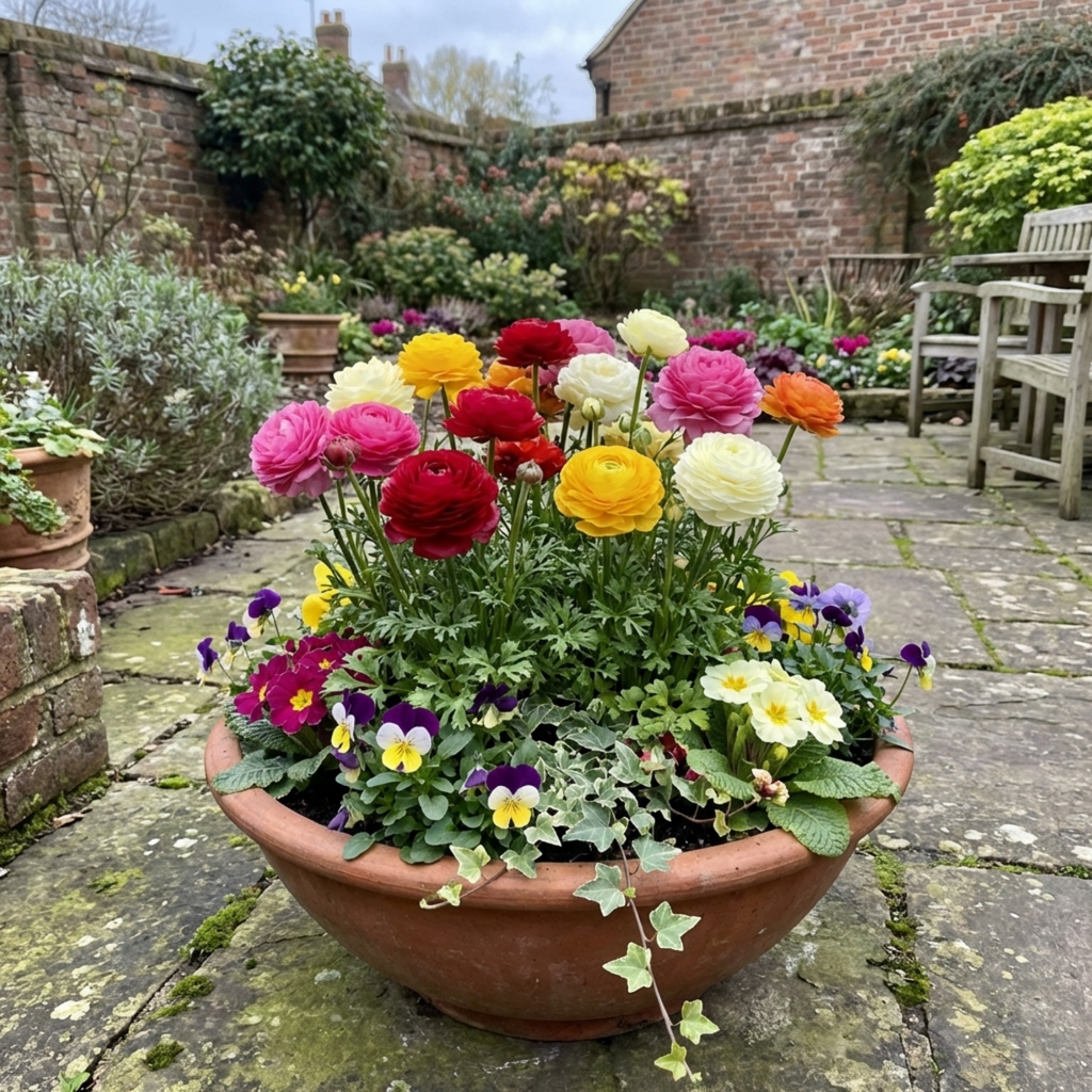 Ranunculus ‘Growers Colour Mix’ — Tuberous Herbaceous Perennial, Bee-Friendly, 1L Pot (Set of 3 or 6)