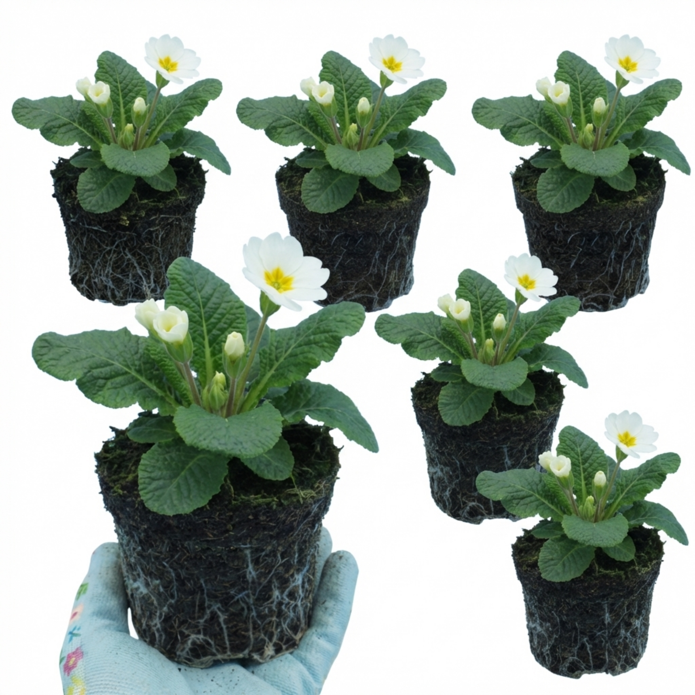 Primula ‘Queen White’ — Hardy Perennial, Bee-Friendly, 1L Pot (Set of 3 or 6)