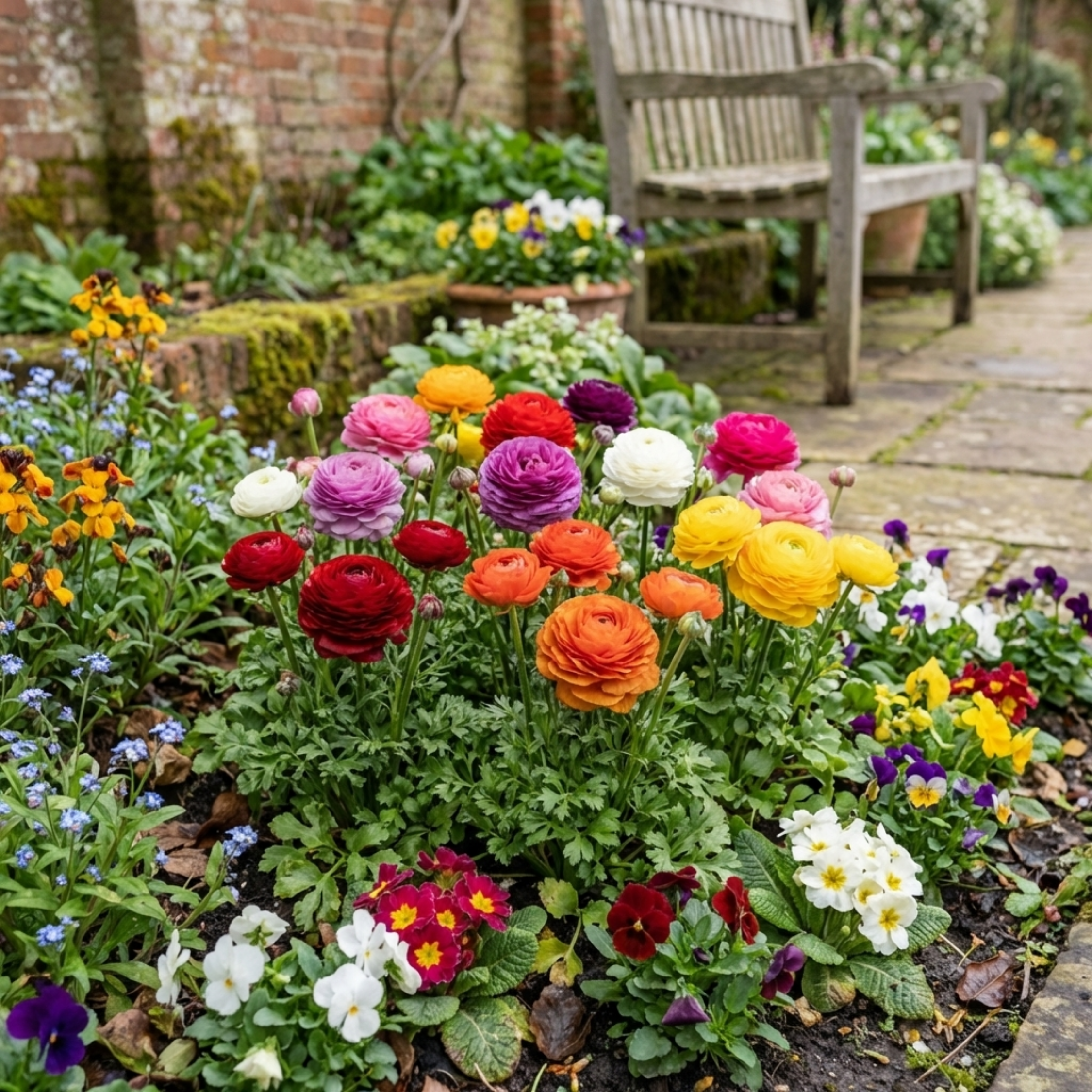 Ranunculus ‘Growers Colour Mix’ — Tuberous Herbaceous Perennial, Bee-Friendly, 1L Pot (Set of 3 or 6)