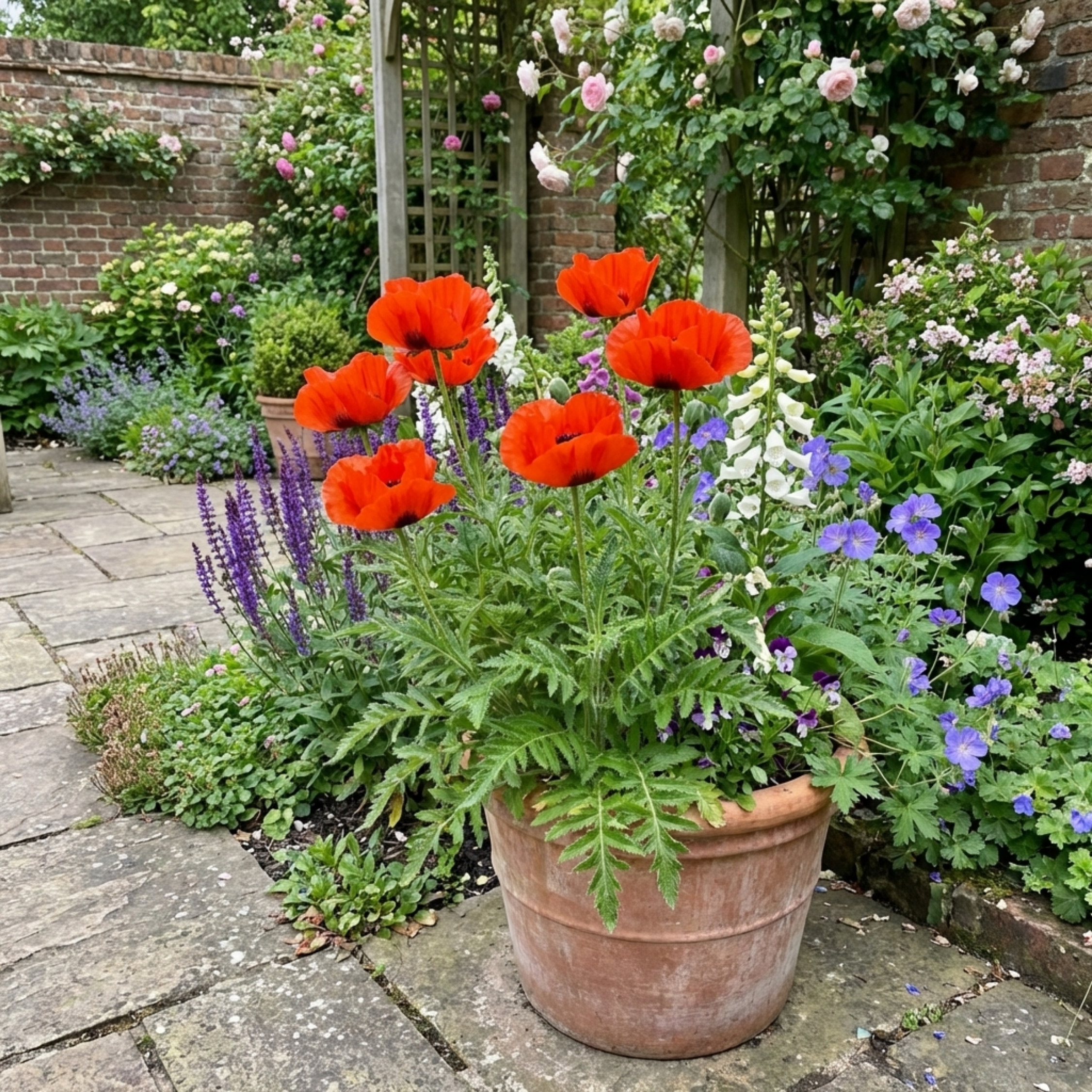 Papaver ‘Brilliant’ — Hardy Perennial, Bee-Friendly, 1L Pot (Set of 3 or 6)