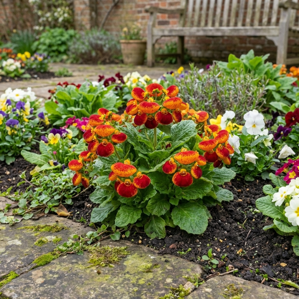 Calceolaria ‘Red Orange Bicolour’ — Hardy Perennial, 1L Pot (Set of 3 or 6)