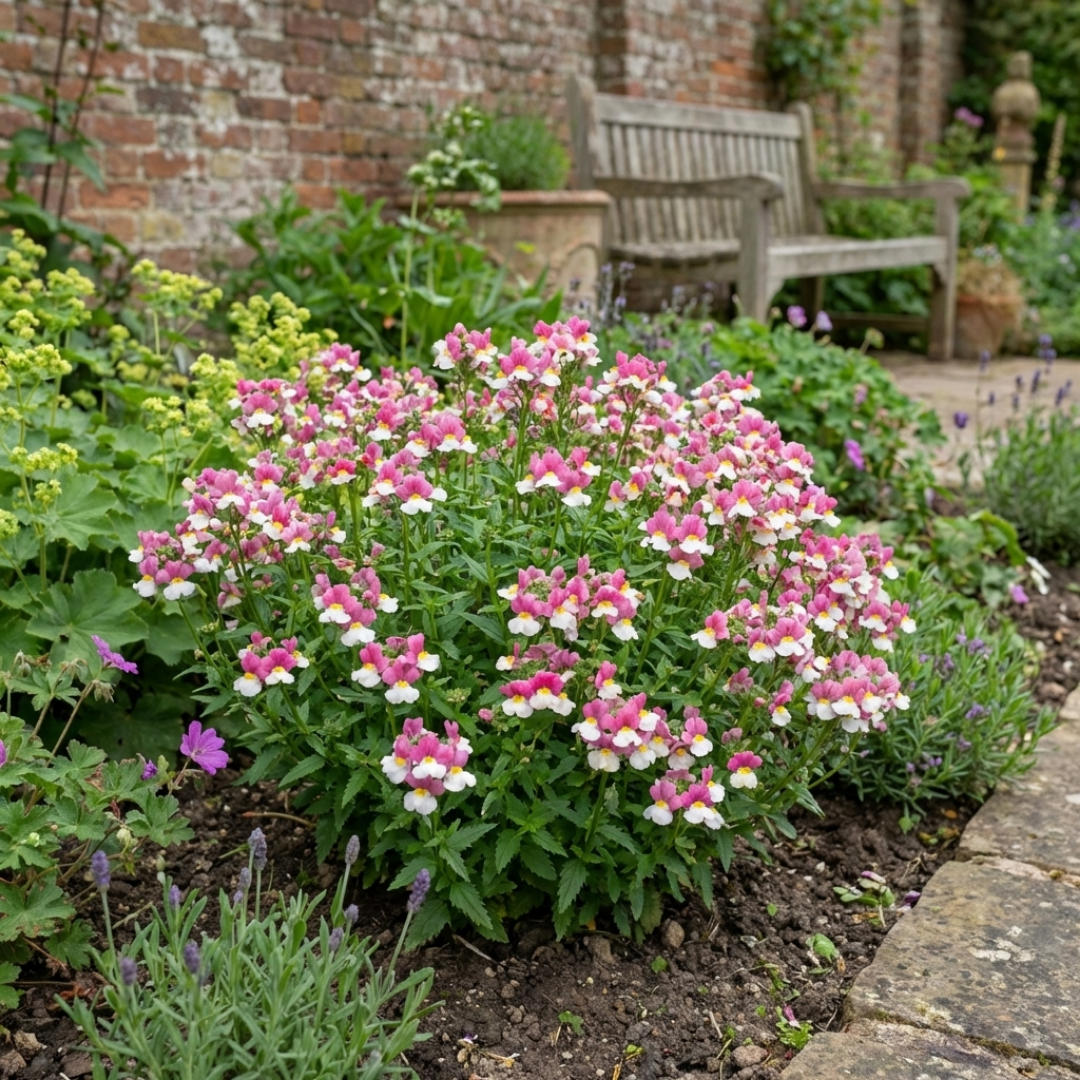 Nemesia ‘Nuvo Pink Bicolour’ — Annual / Short-lived Perennial, Bee-Friendly, 10.5cm Pot (Set of 3 or 6)
