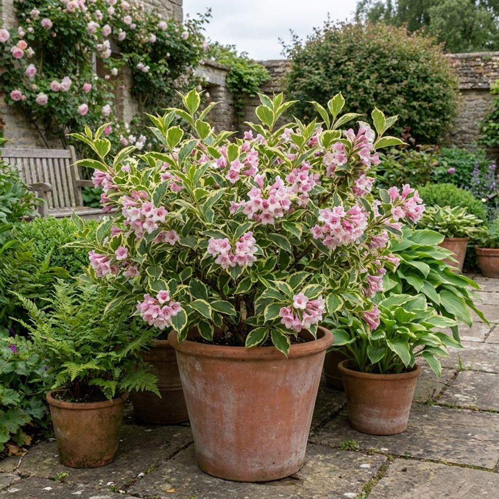Weigela ‘Variegata’ — Deciduous Shrub, Bee-Friendly, 17cm Pot
