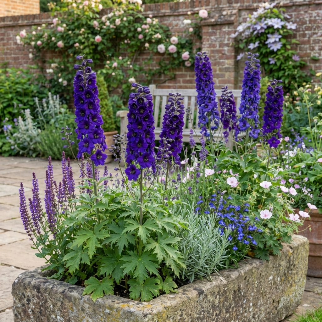 Delphinium ‘Pacific Giants Black Knight’ — Hardy Perennial, Bee-Friendly, 1L Pot (Set of 3 or 6)