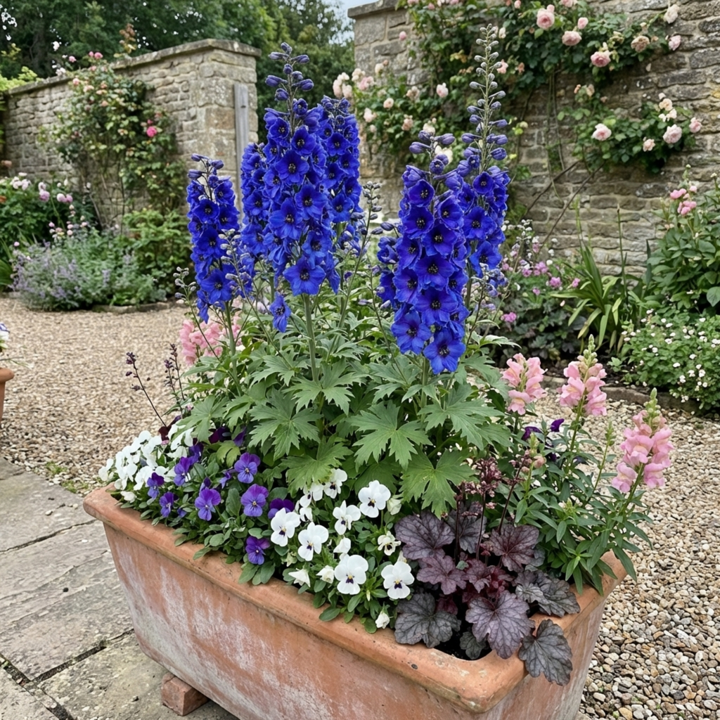 Delphinium ‘Dark Blue Black’ — Hardy Perennial, Bee-Friendly, 1L Pot (Set of 3 or 6)