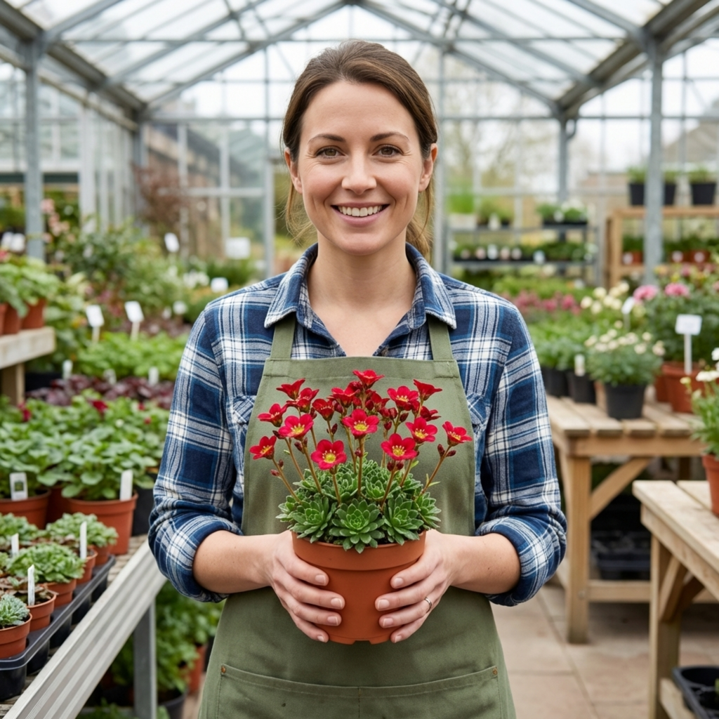 Saxifrage ‘Ice Colours Red’ — Hardy Alpine Evergreen Perennial, Bee-Friendly, 1L Pot (Set of 3 or 6)