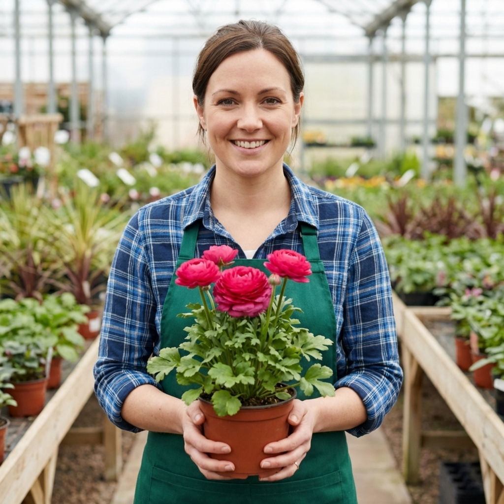 Ranunculus ‘Vortex Hot Pink’ — Tuberous Herbaceous Perennial, Bee-Friendly, 1L Pot (Set of 3 or 6)