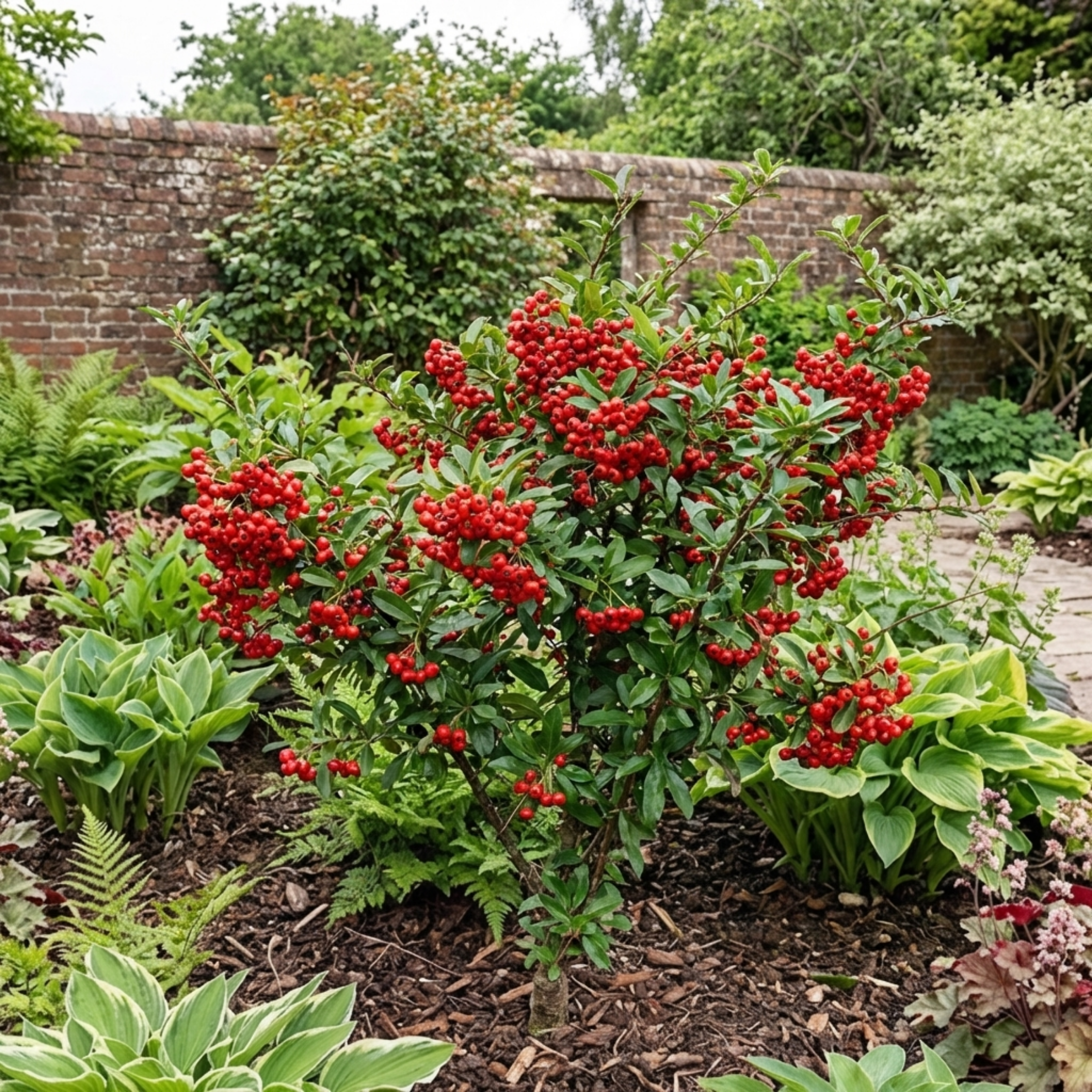 Pyracantha ‘Red Star Firethorn’ — Hardy Evergreen Shrub, Bee-Friendly, 3L Pot