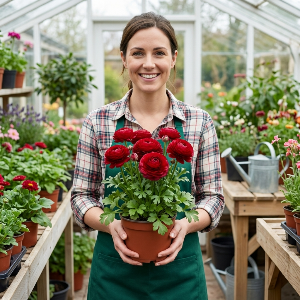 Ranunculus ‘Vortex Red’ — Tuberous Perennial, Bee-Friendly, 1L Pot (Set of 3 or 6)