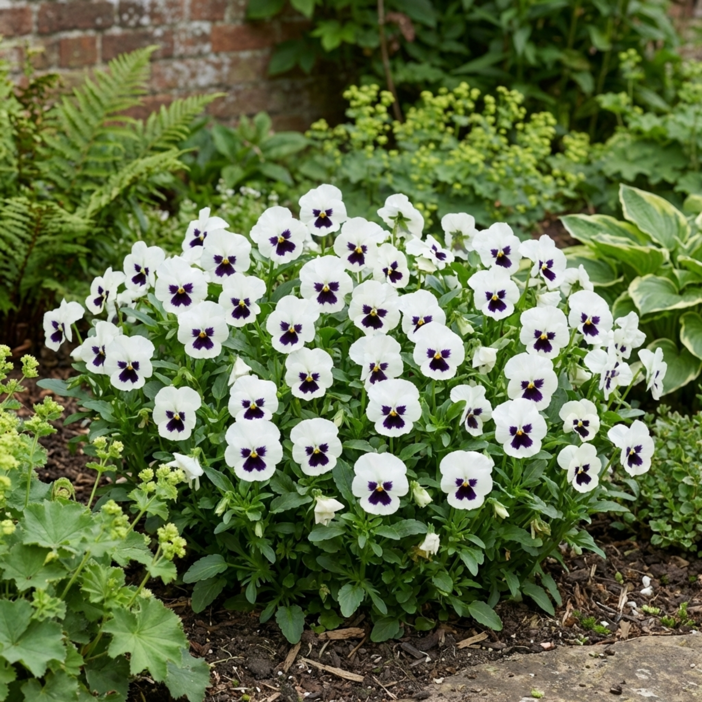 Pansy ‘White with Blotch’ — Hardy Annual / Short-lived Perennial, Bee-Friendly, 3L Pot