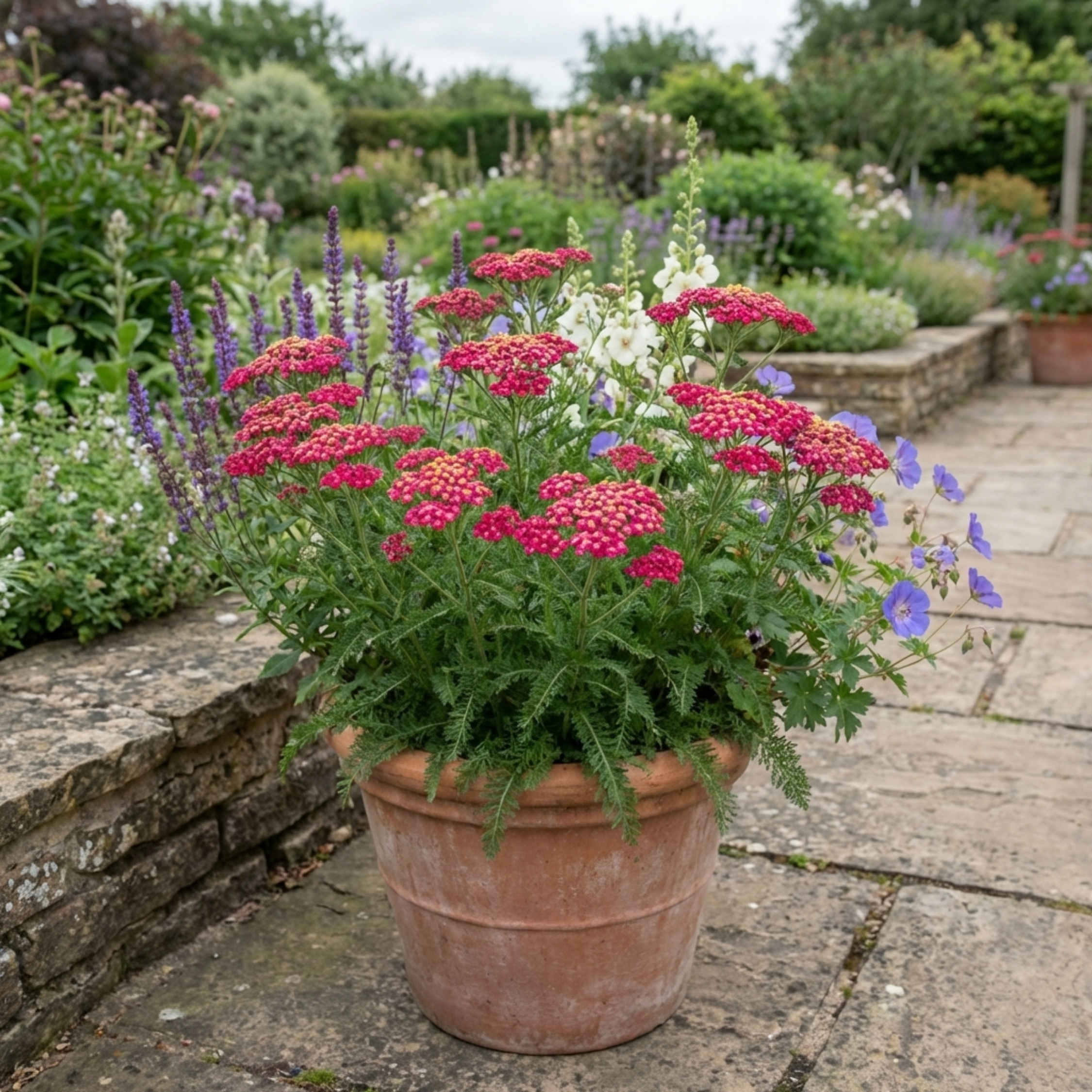 Achillea ‘Millefolium Cerise Queen’ — Hardy Perennial, Bee-Friendly, 1L Pot (Set of 3 or 6)