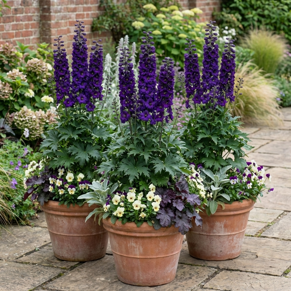 Delphinium ‘Pacific Giants Black Knight’ — Hardy Perennial, Bee-Friendly, 1L Pot (Set of 3 or 6)