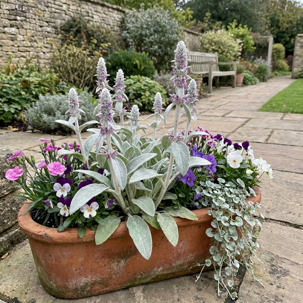Stachys ‘Byzantina Lamb's Ear’ — Hardy Evergreen Perennial, Bee-Friendly, 1L Pot (Set of 3 or 6)