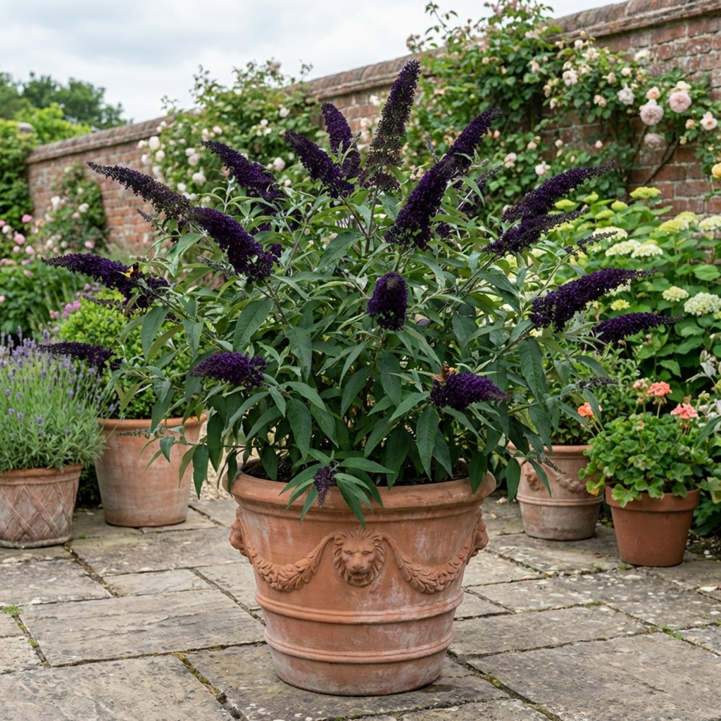 Buddleia ‘Black Knight’ — Deciduous Shrub, Bee-Friendly, 2L Pot