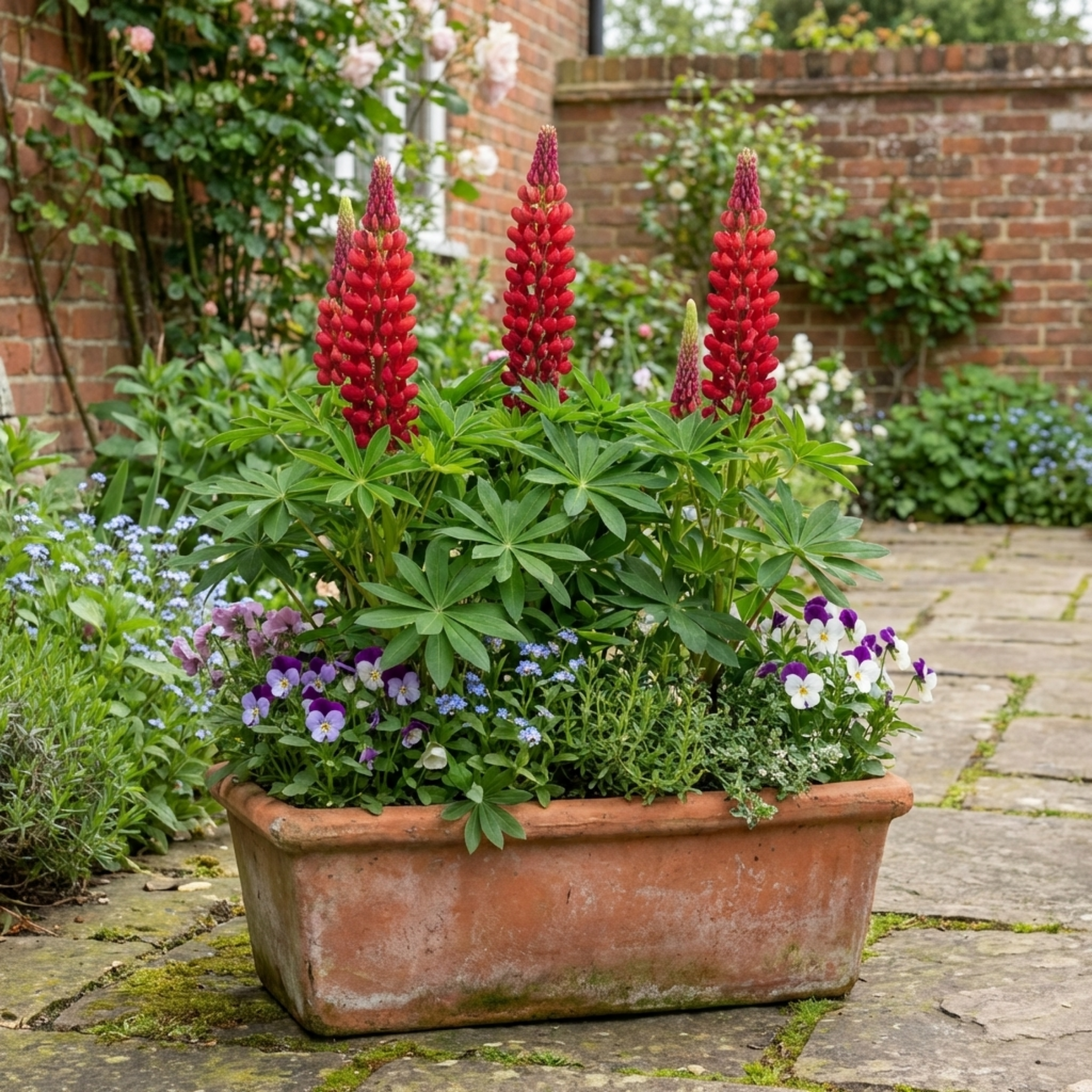 Lupin ‘Legendary Red’ — Herbaceous Perennial, Bee-Friendly, 1L Pot (Set of 3 or 6)